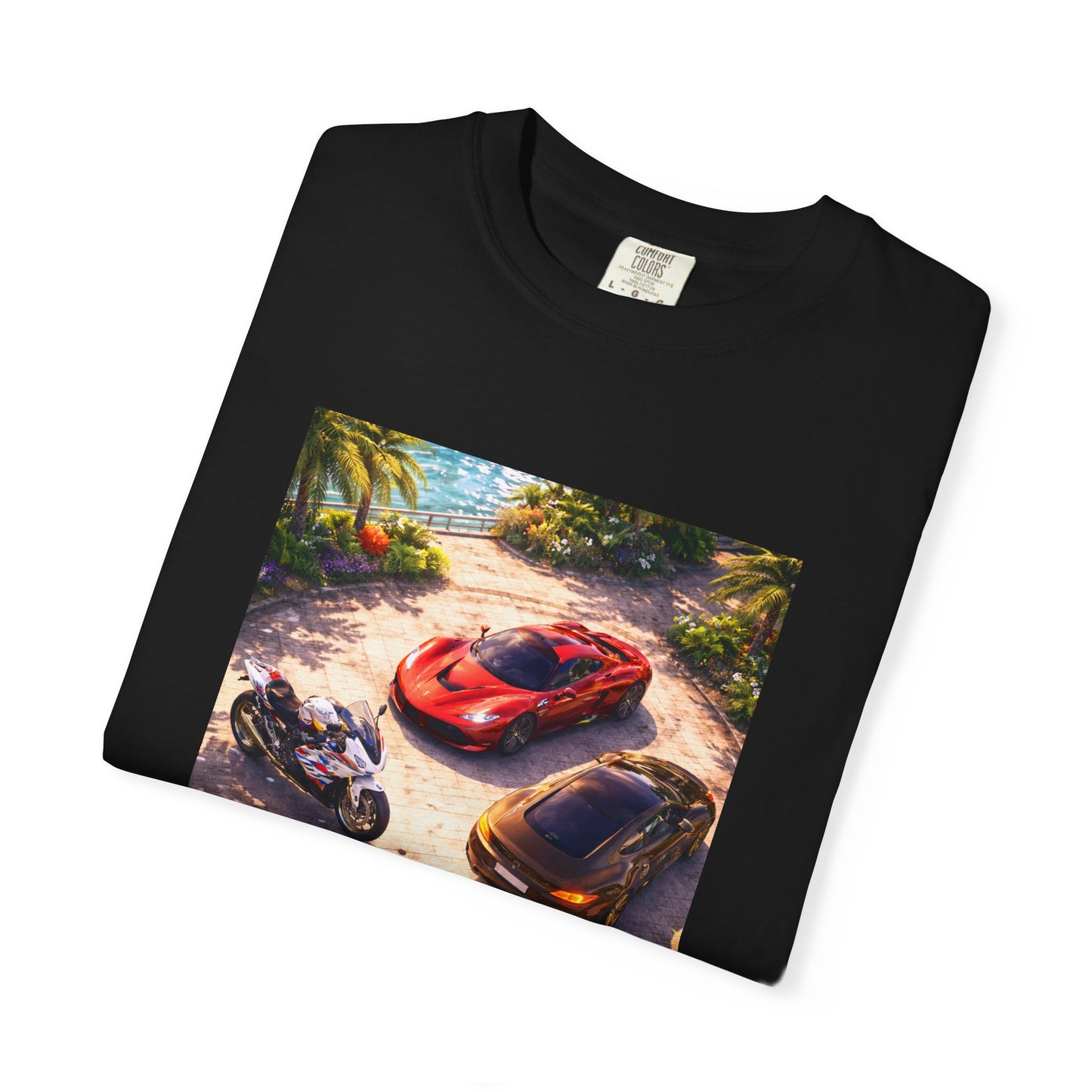 MULTI-VEHICLE - T-Shirt — Tropical Sports Cars & Motorbikes Print