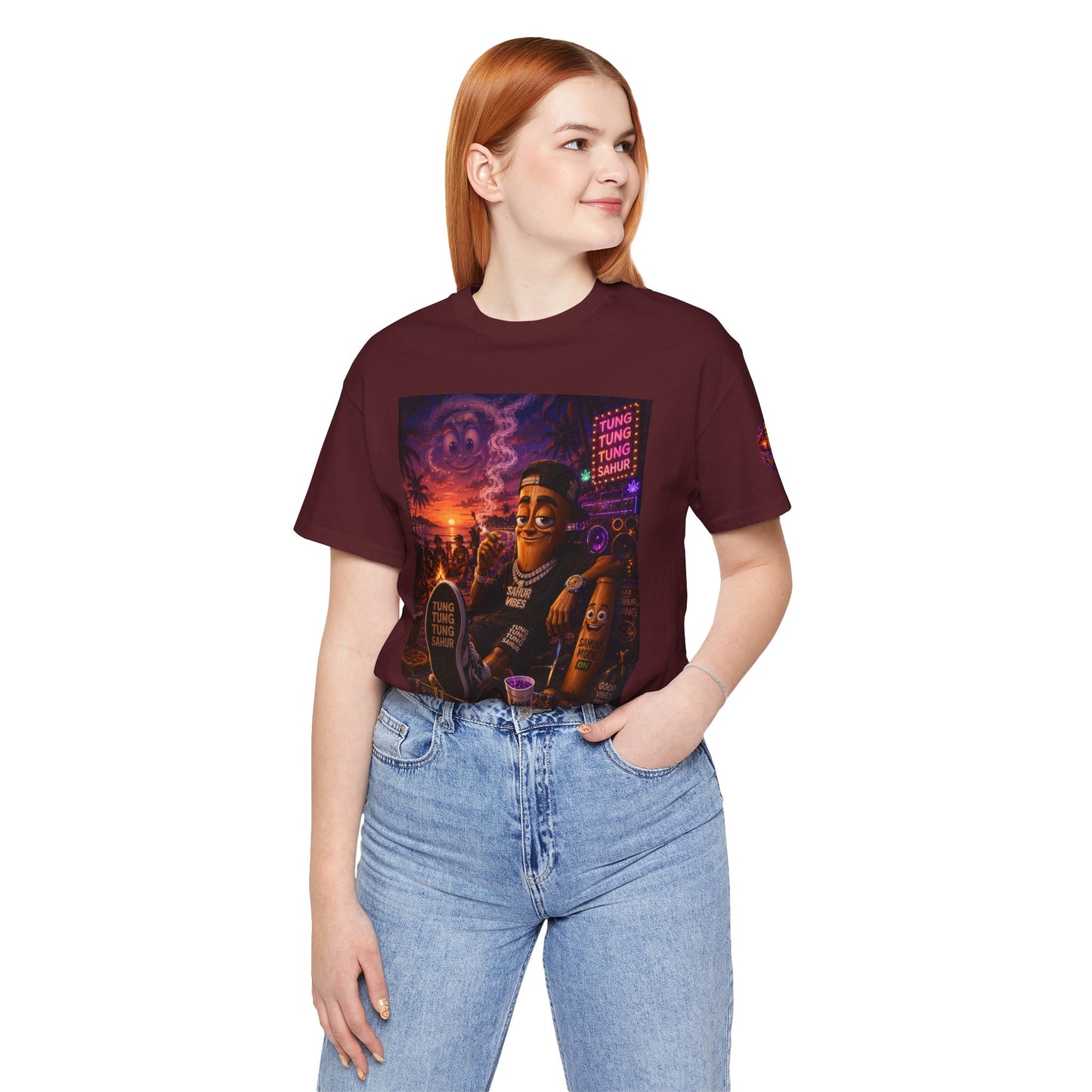 Tung Tung Tung Sahur Laid-Back Nightlife Graphic Tee — "Things Take Time" Urban Cartoon Design