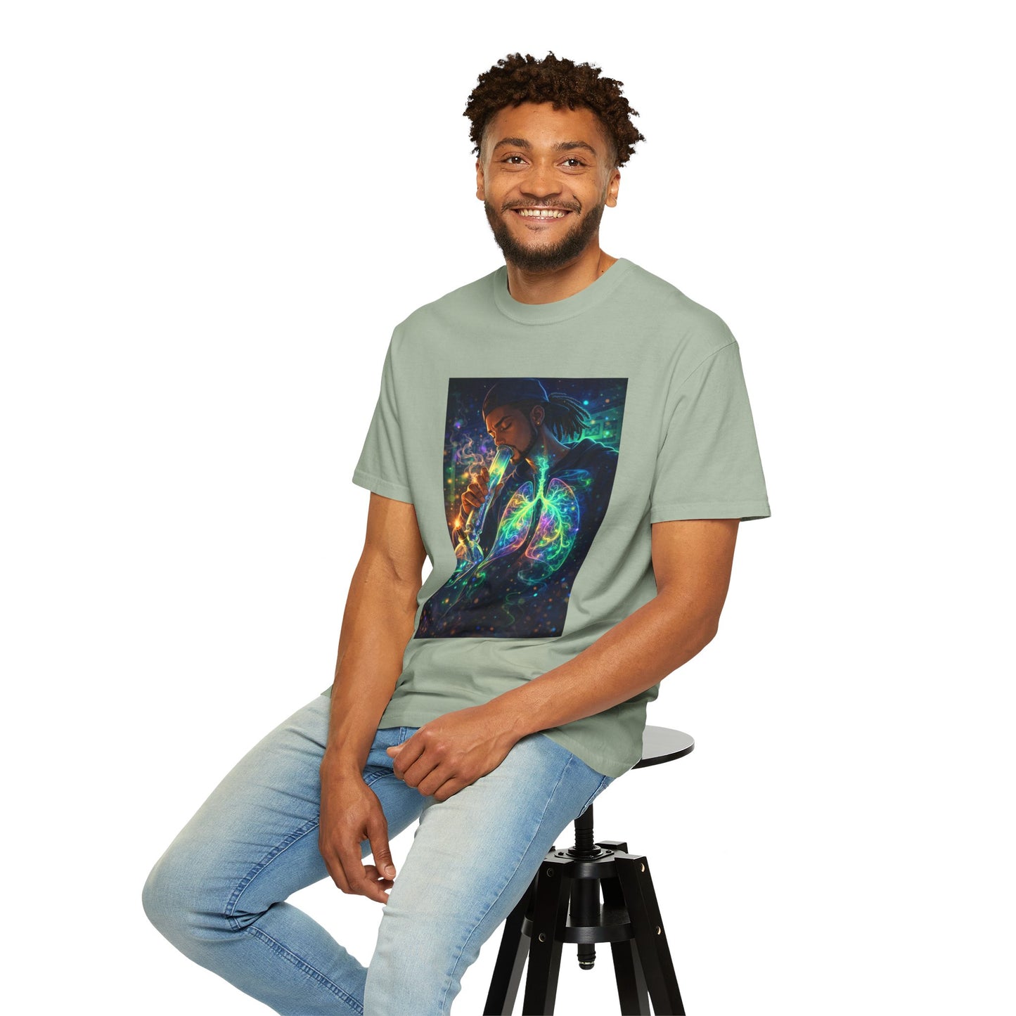 Cosmic Lungs T-Shirt — Neon Anatomical Art Tee