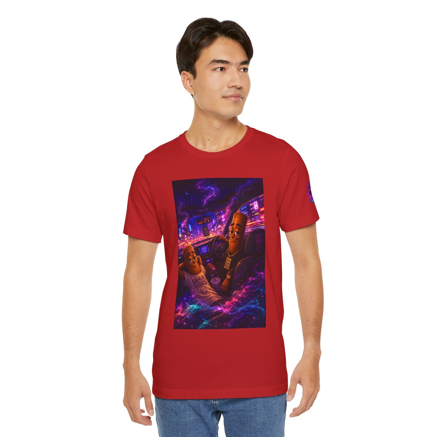 Tung Tung Tung Sahur Who Ride Like Us T-Shirt — Night Cruise Vaporwave Graphic Tee