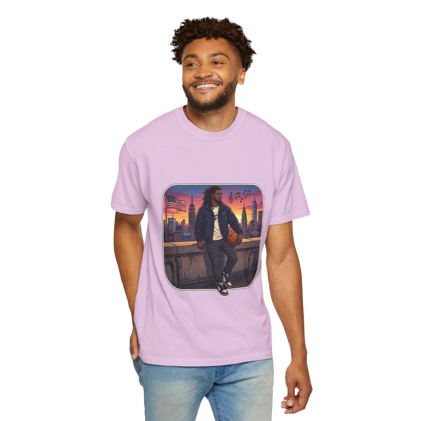City Sunset Basketball Player T-Shirt — Urban Hoop Lifestyle Tee