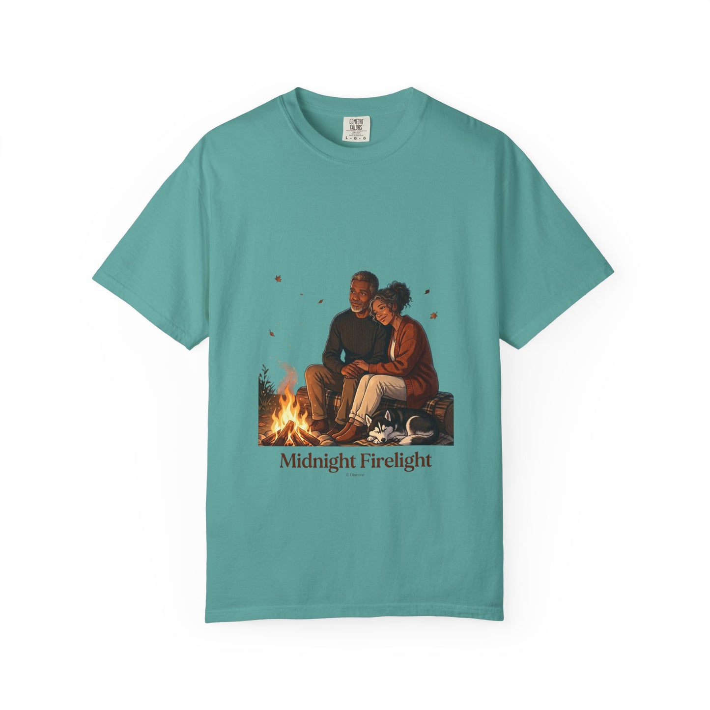Midnight Firelight T-Shirt — Cozy Couple Campfire Graphic Tee