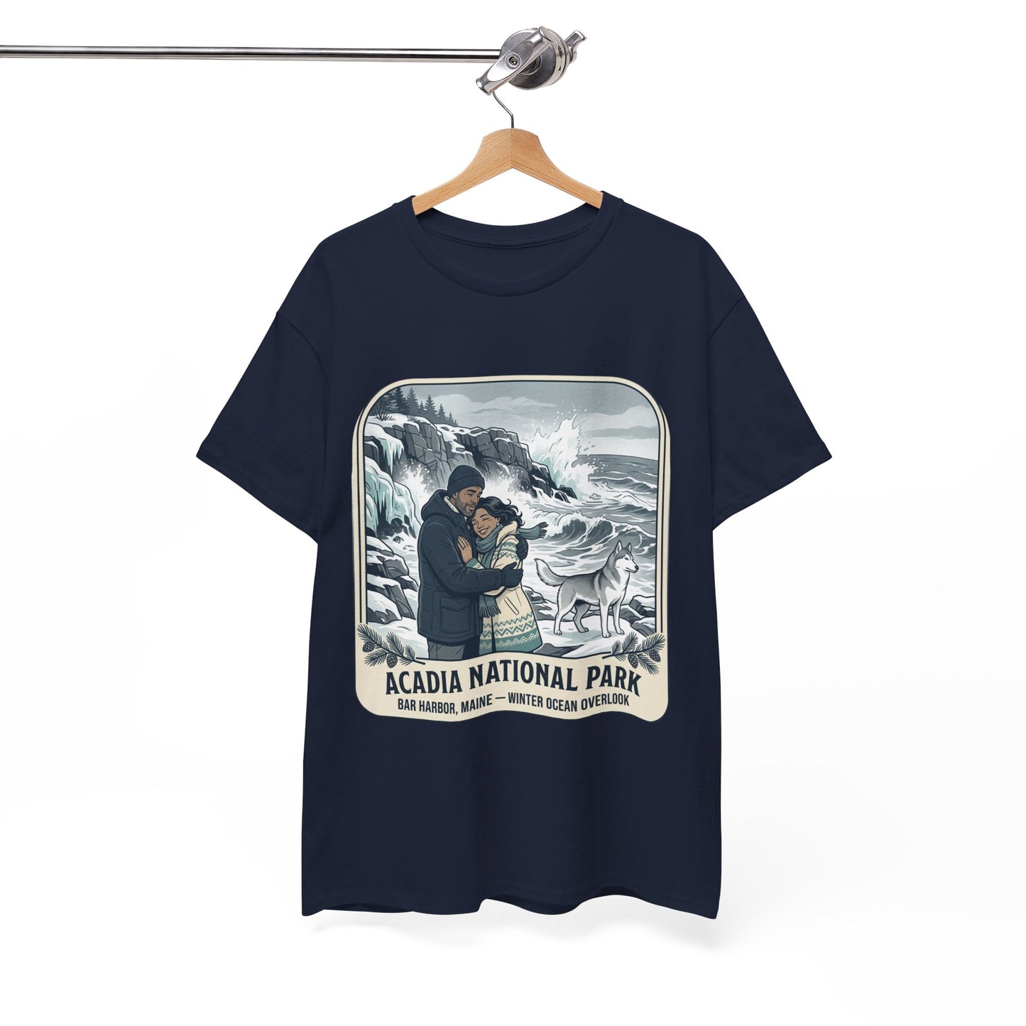 Acadia National Park Tee — Coastal Winter Couple Graphic