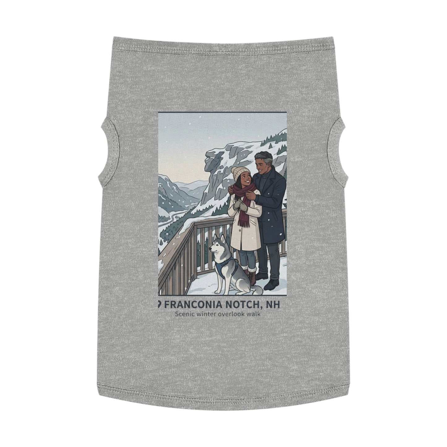 Dog Winter Walk Tank — Cozy Couple & Husky Scenic Pet Tank Top