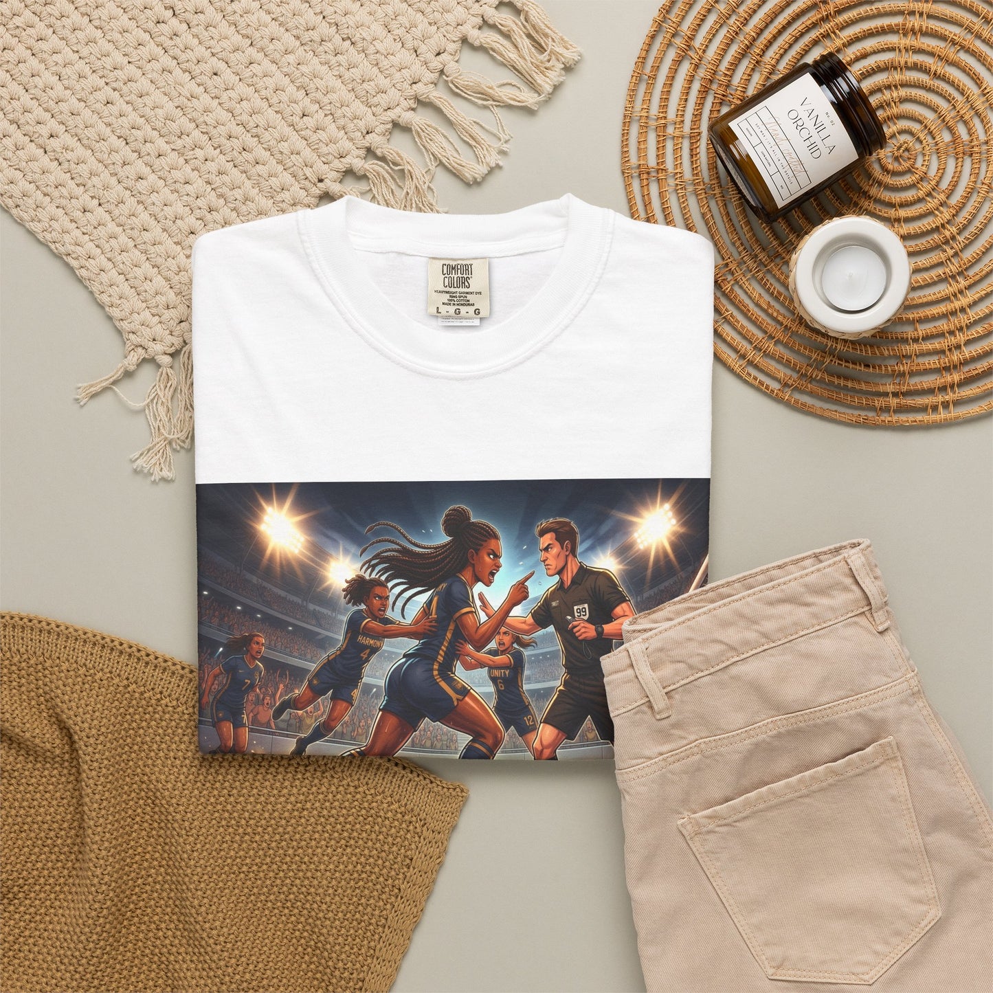 Soccer Night Match T-Shirt — Dynamic Players Under Stadium Lights