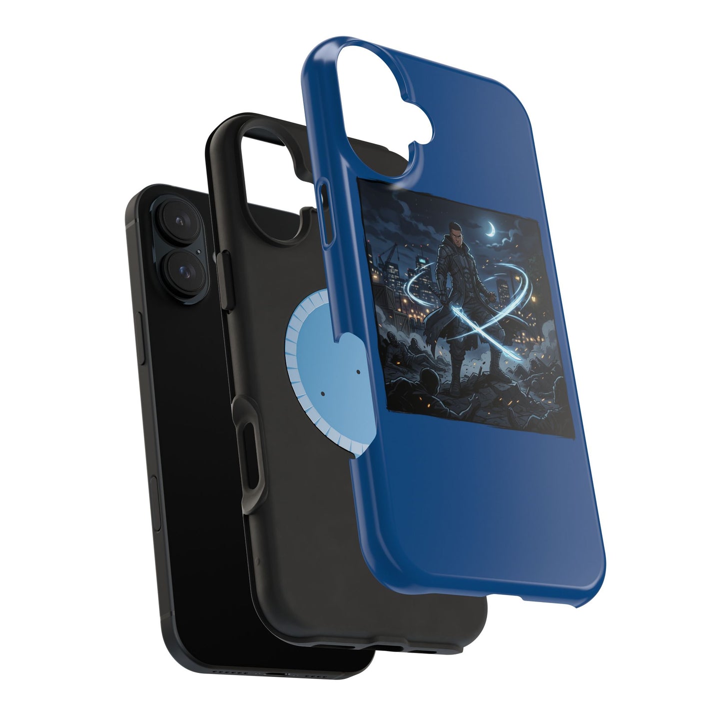 Magnetic Impact-Resistant Phone Case — Night Warrior Sci‑Fi Design