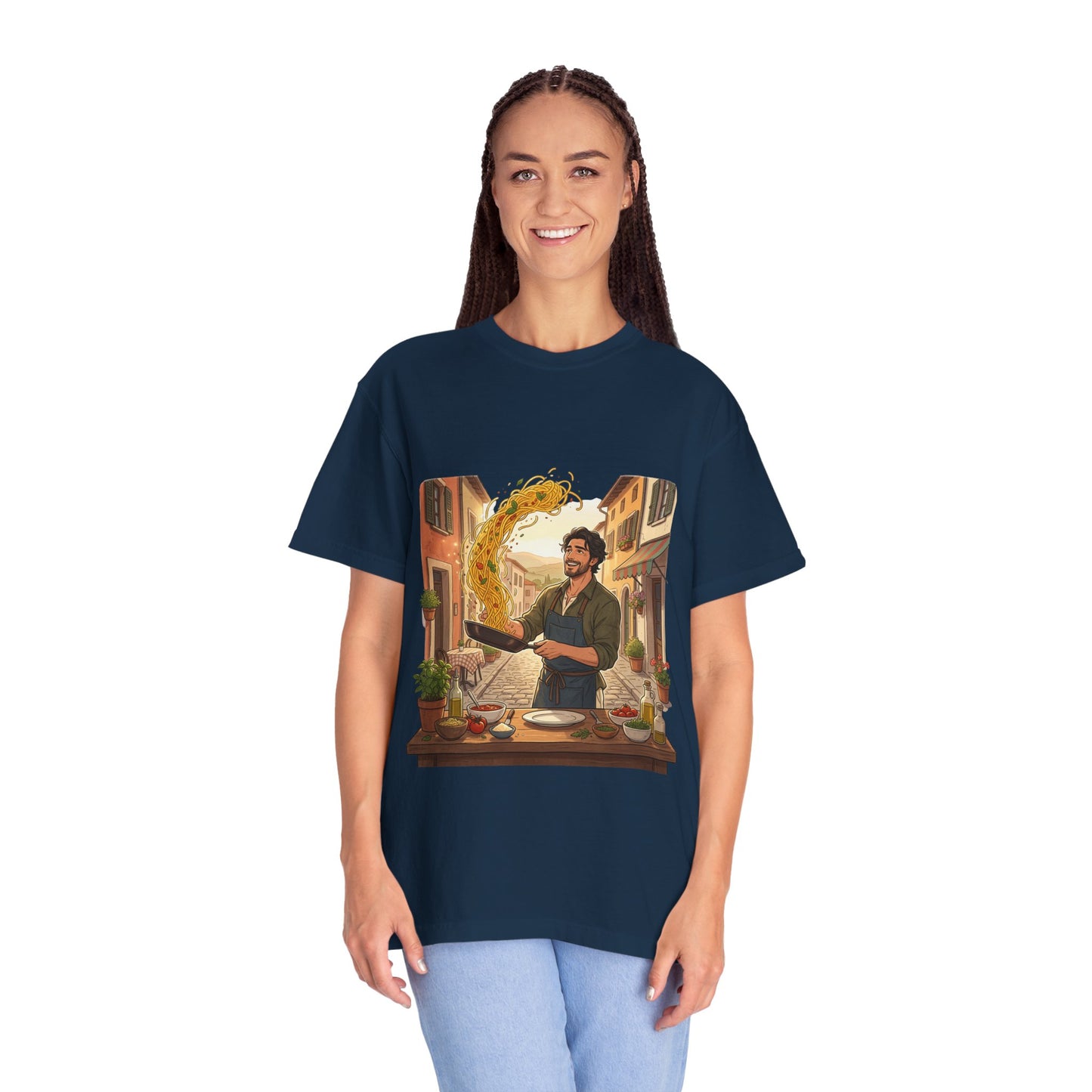 Italian Chef Pasta Toss T-Shirt — Vintage Street Kitchen Cooking Graphic Tee