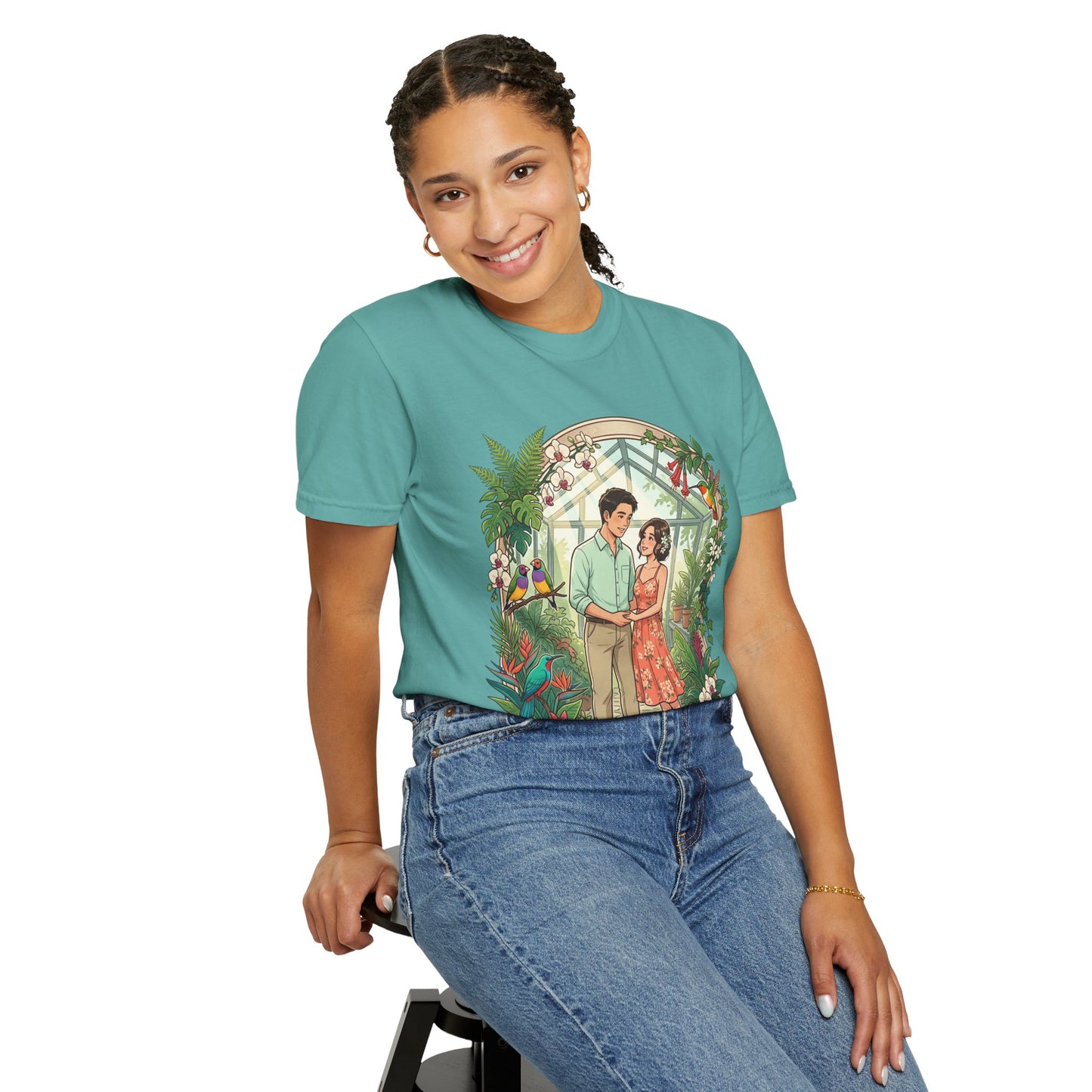 Romantic Greenhouse Couples T-Shirt — “Love Grows Where We Nurture It”