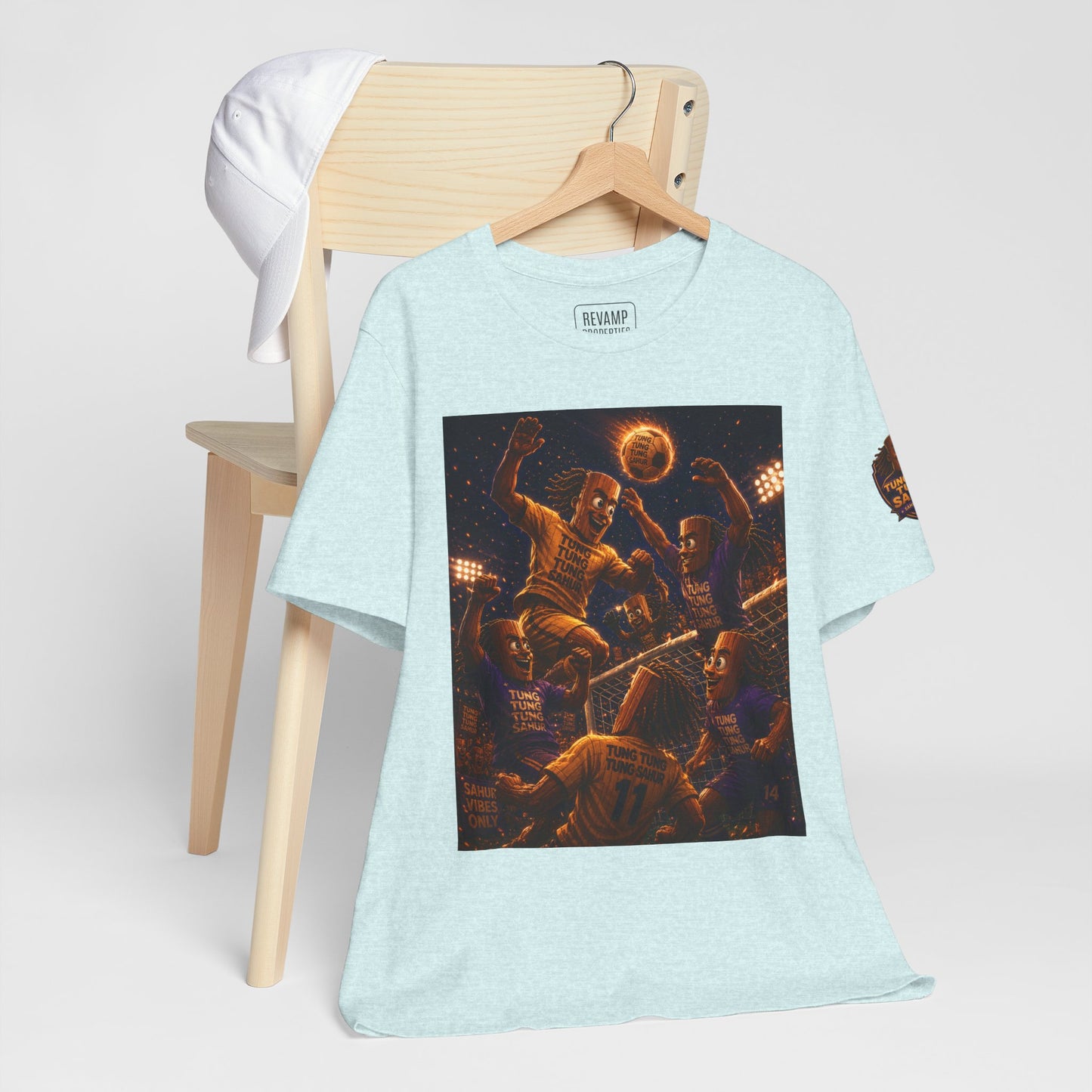 Tung Tung Tung Sahur Header Goal Soccer Action Graphic Tee — Team Court Night Design