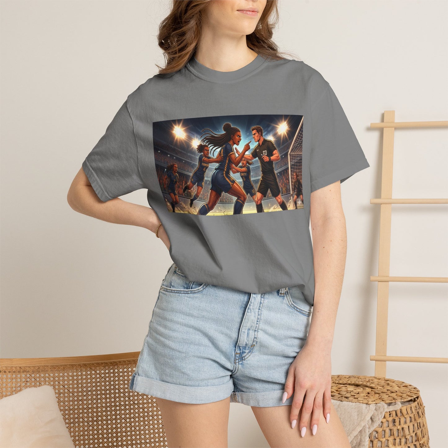 Soccer Night Match T-Shirt — Dynamic Players Under Stadium Lights