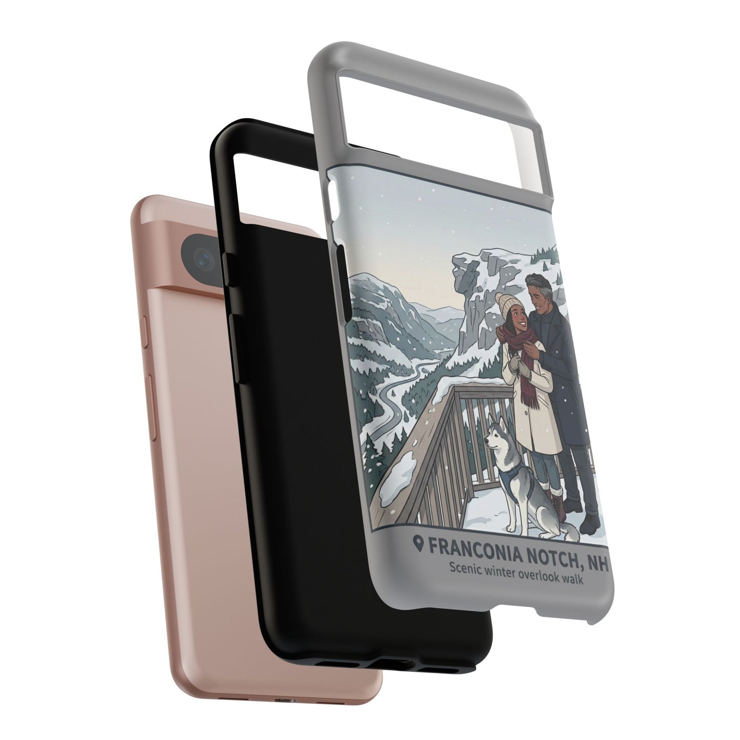 Winter Scenic Phone Case — Franconia Notch NH Couples & Husky Design