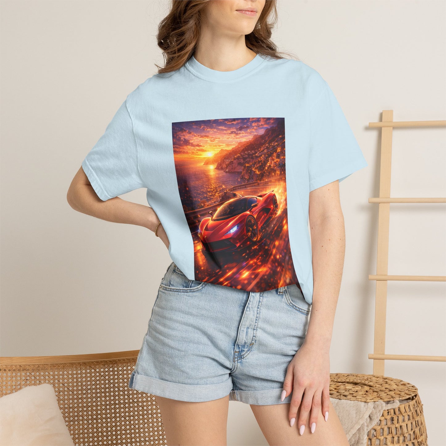Ferrari F80- Amalfi Coast, Italy - T‑Shirt — Red Sports Car Print