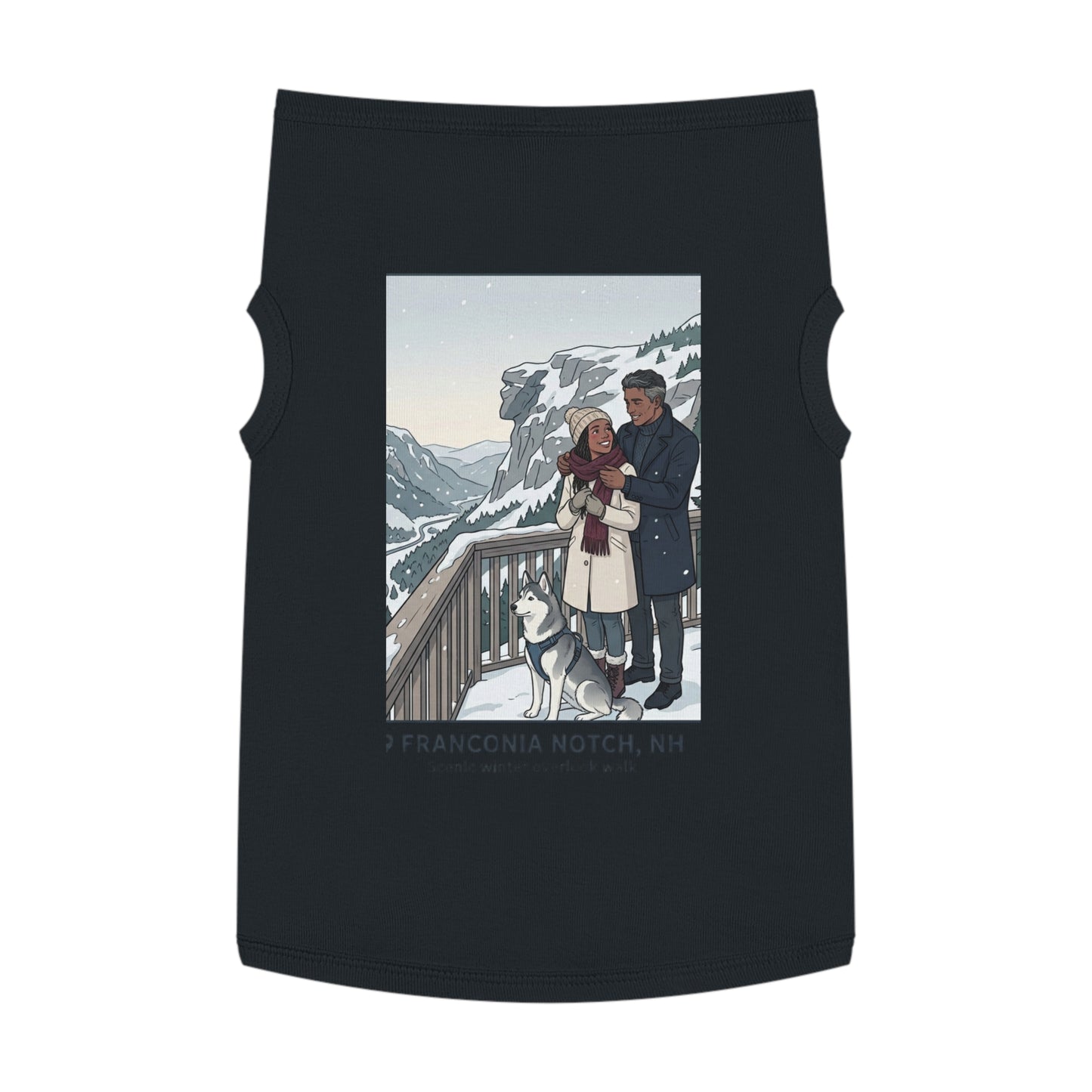 Dog Winter Walk Tank — Cozy Couple & Husky Scenic Pet Tank Top