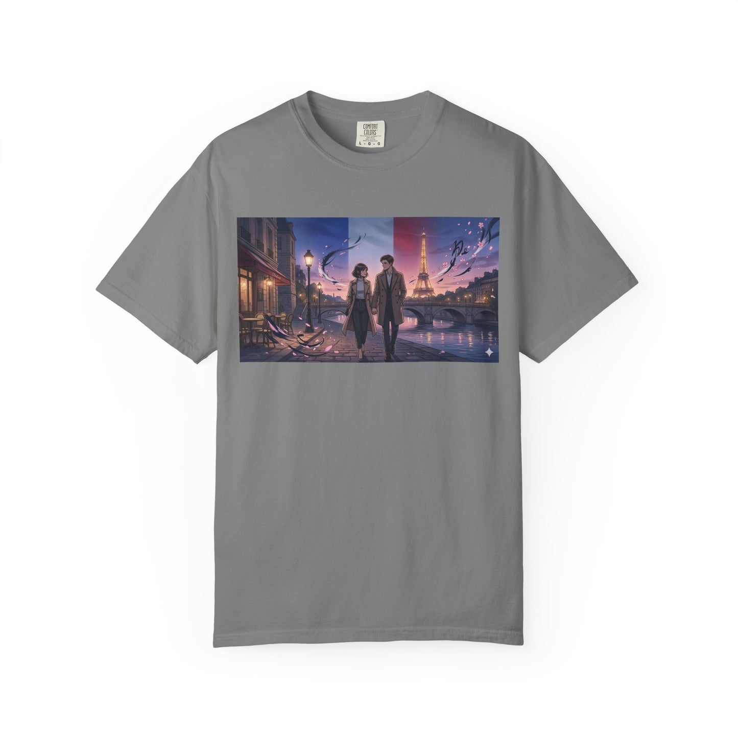 T-Shirt — Romantic City Night Stroll Illustration