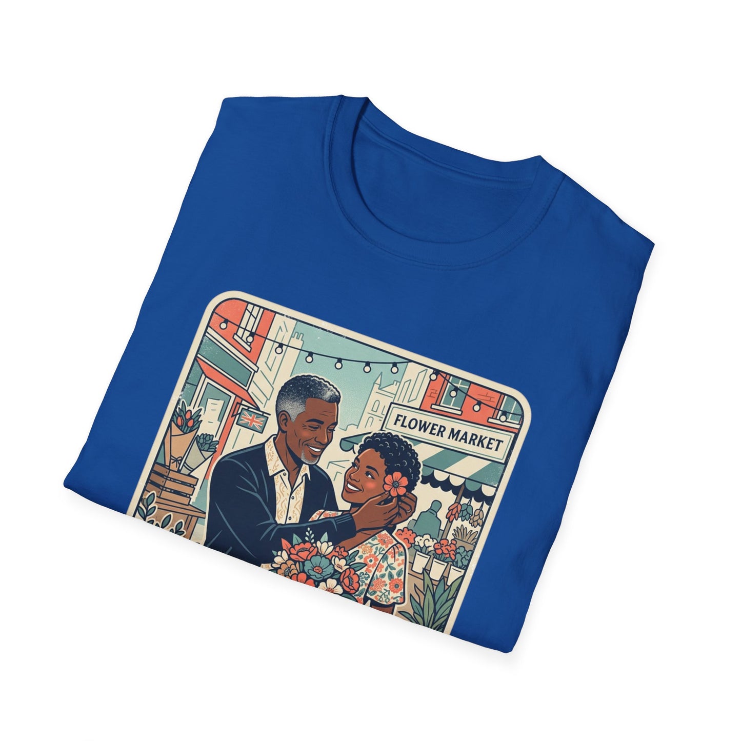 Flower Market Date — London T-Shirt — Retro Couple Floral Market Graphic Tee