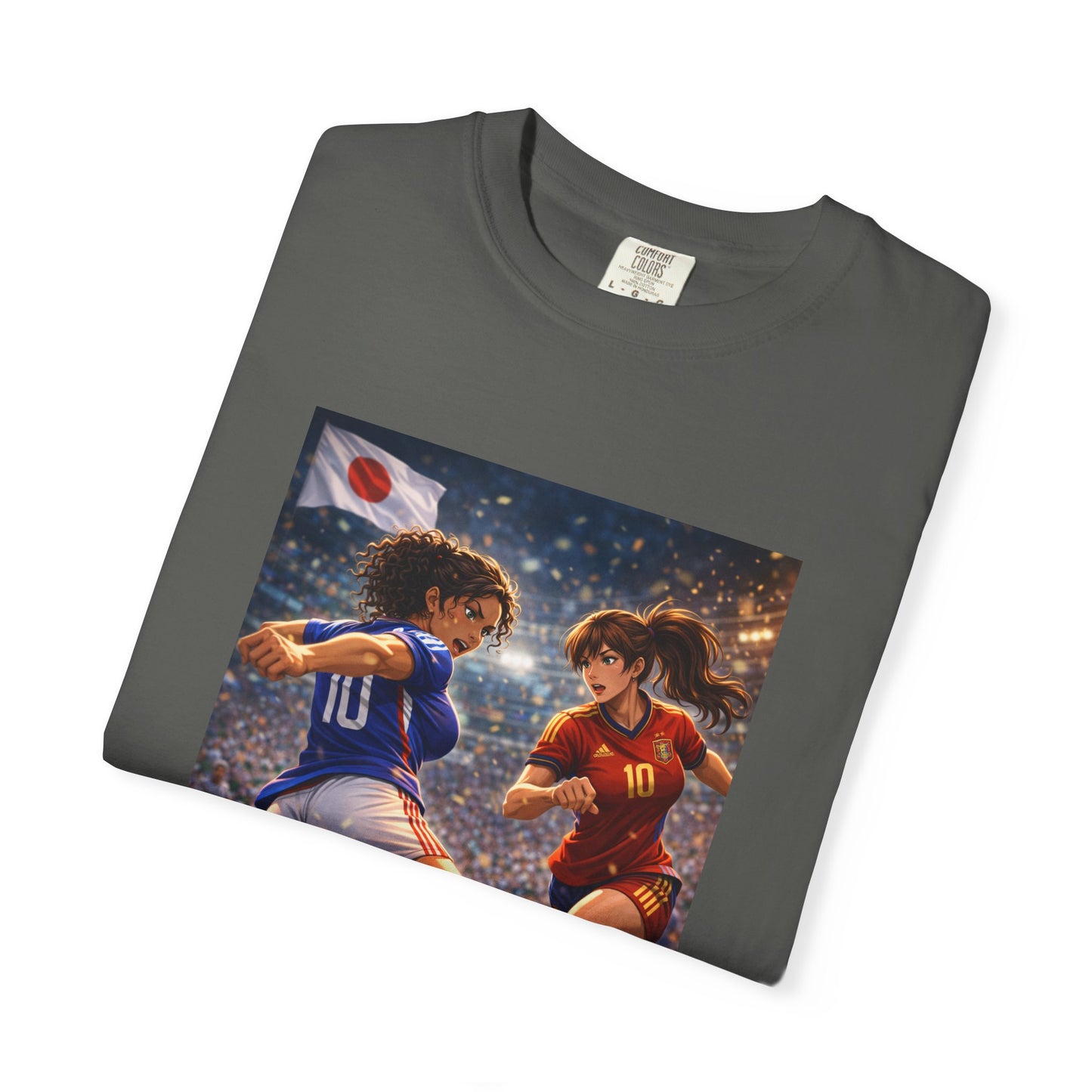 JAPAN Soccer Duel Graphic T-Shirt — Intense Japan vs Spain Football Art