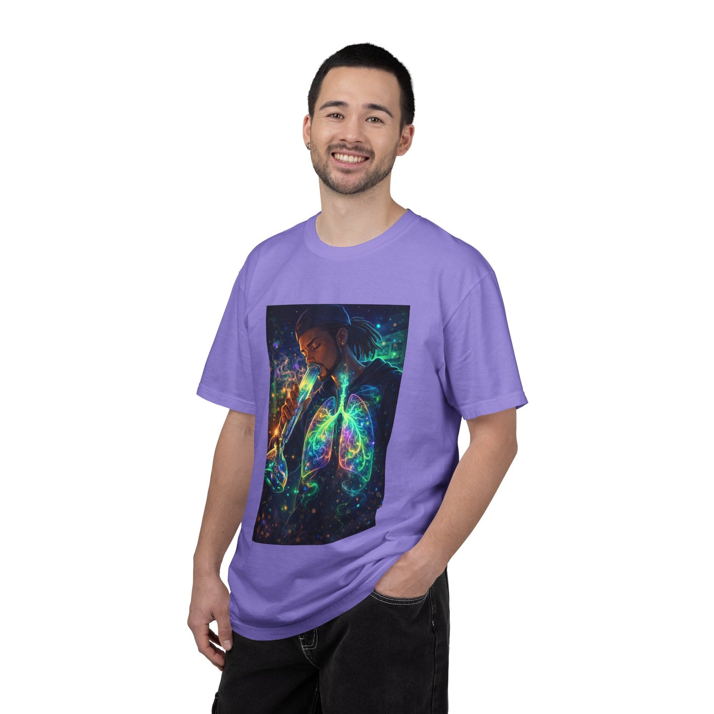 Cosmic Lungs T-Shirt — Neon Anatomical Art Tee