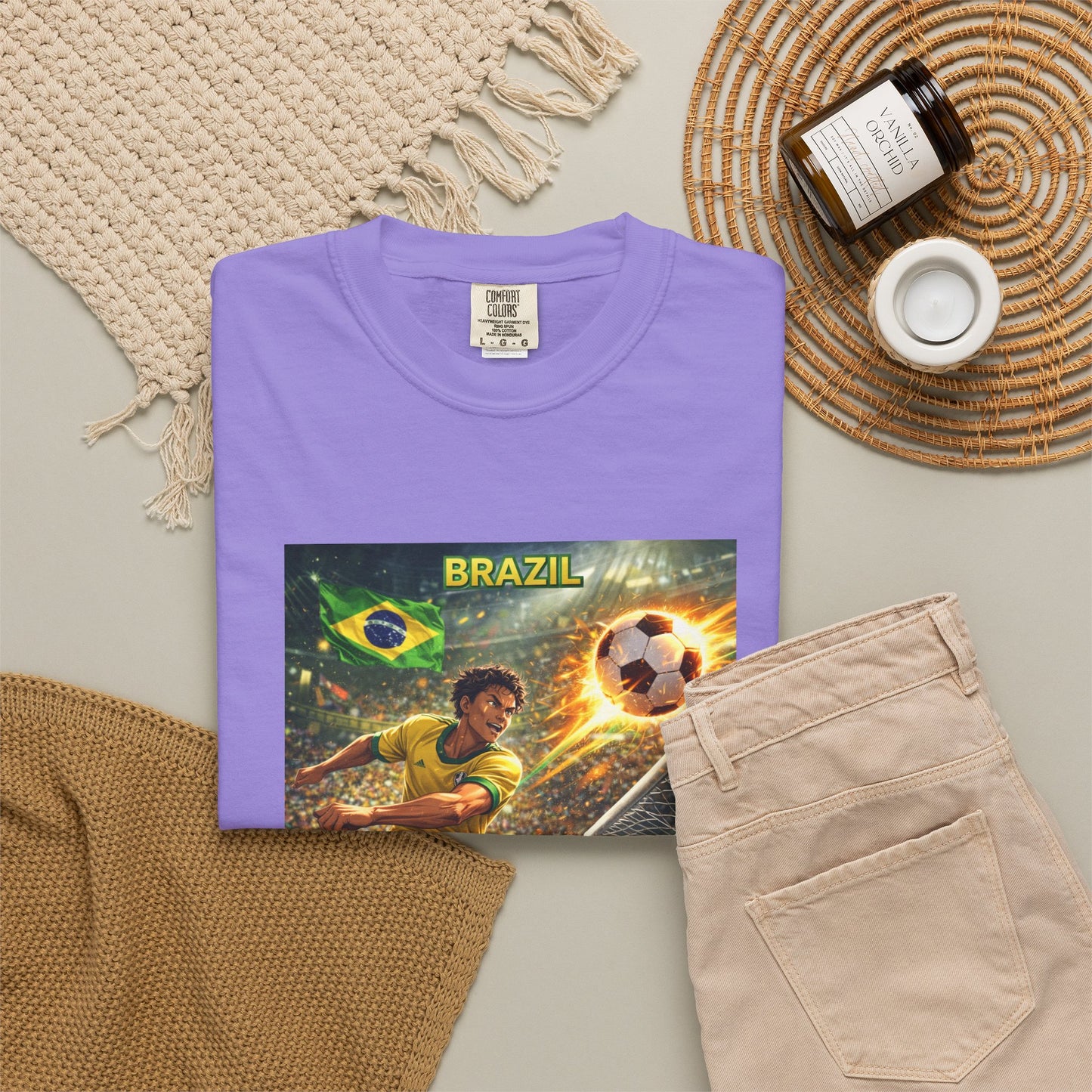 Brazil Soccer T-Shirt – Vintage Player Kick Graphic (Brazil)