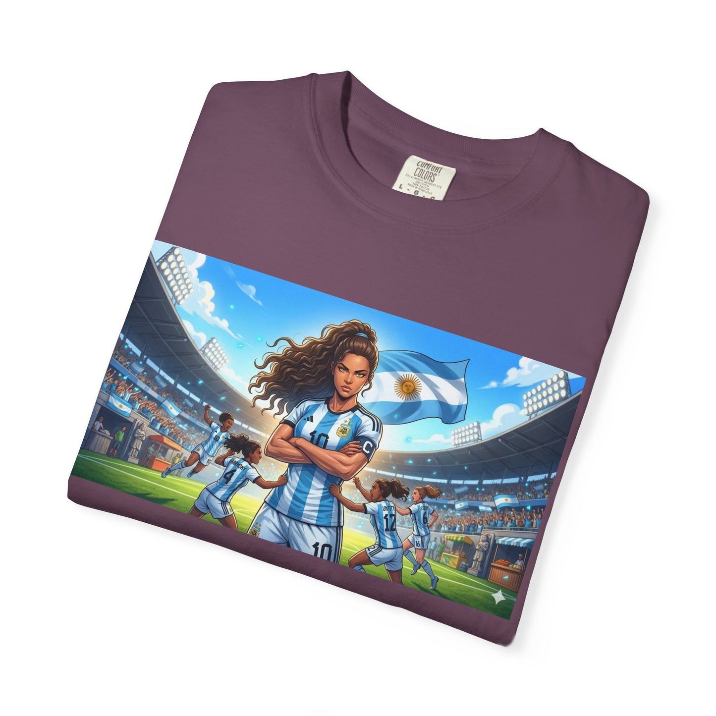 Argentina Soccer Heroine Stadium T-Shirt – Female Soccer Player Graphic Tee