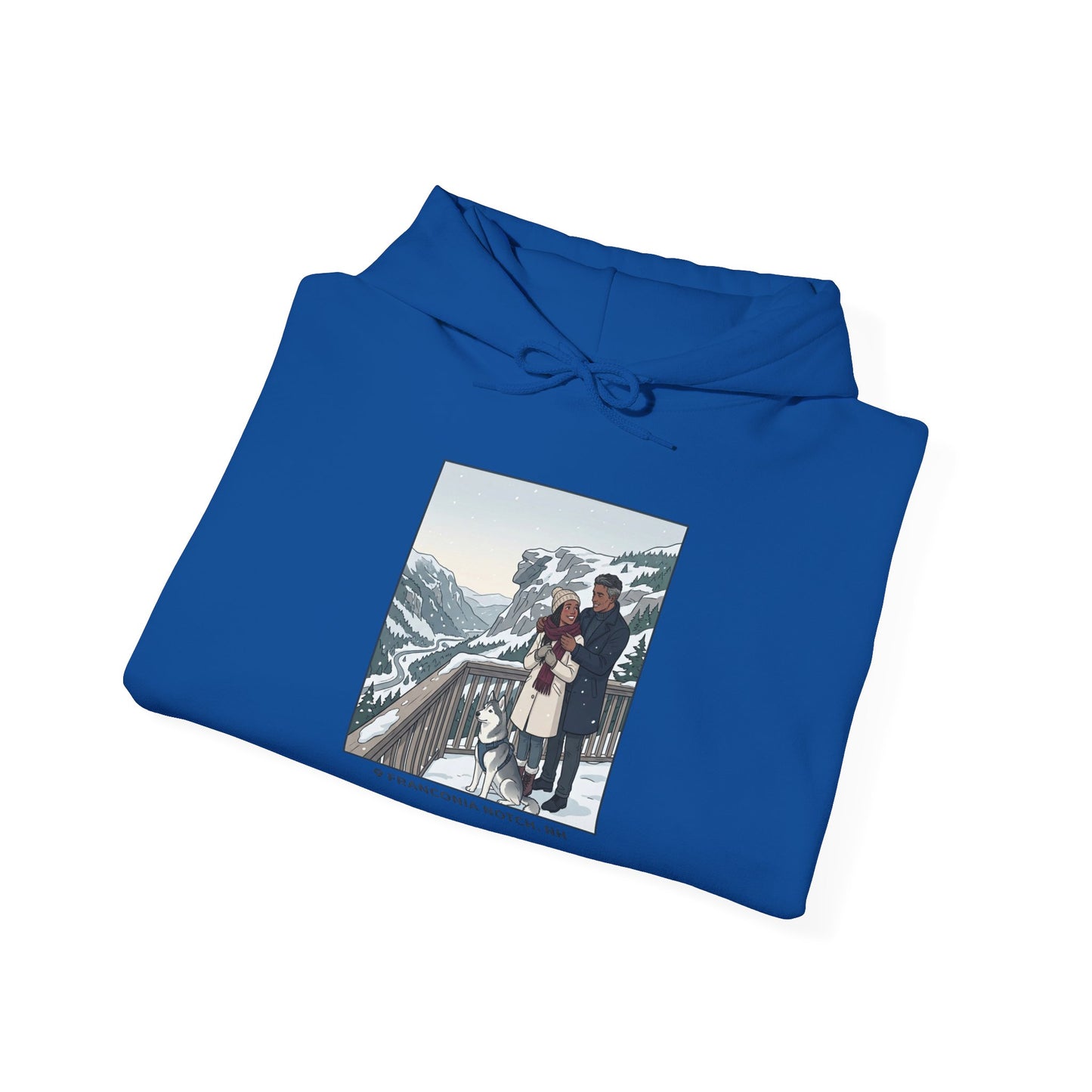 Winter Couple Photo Hoodie — Vintage Alps Travel Graphic Sweatshirt