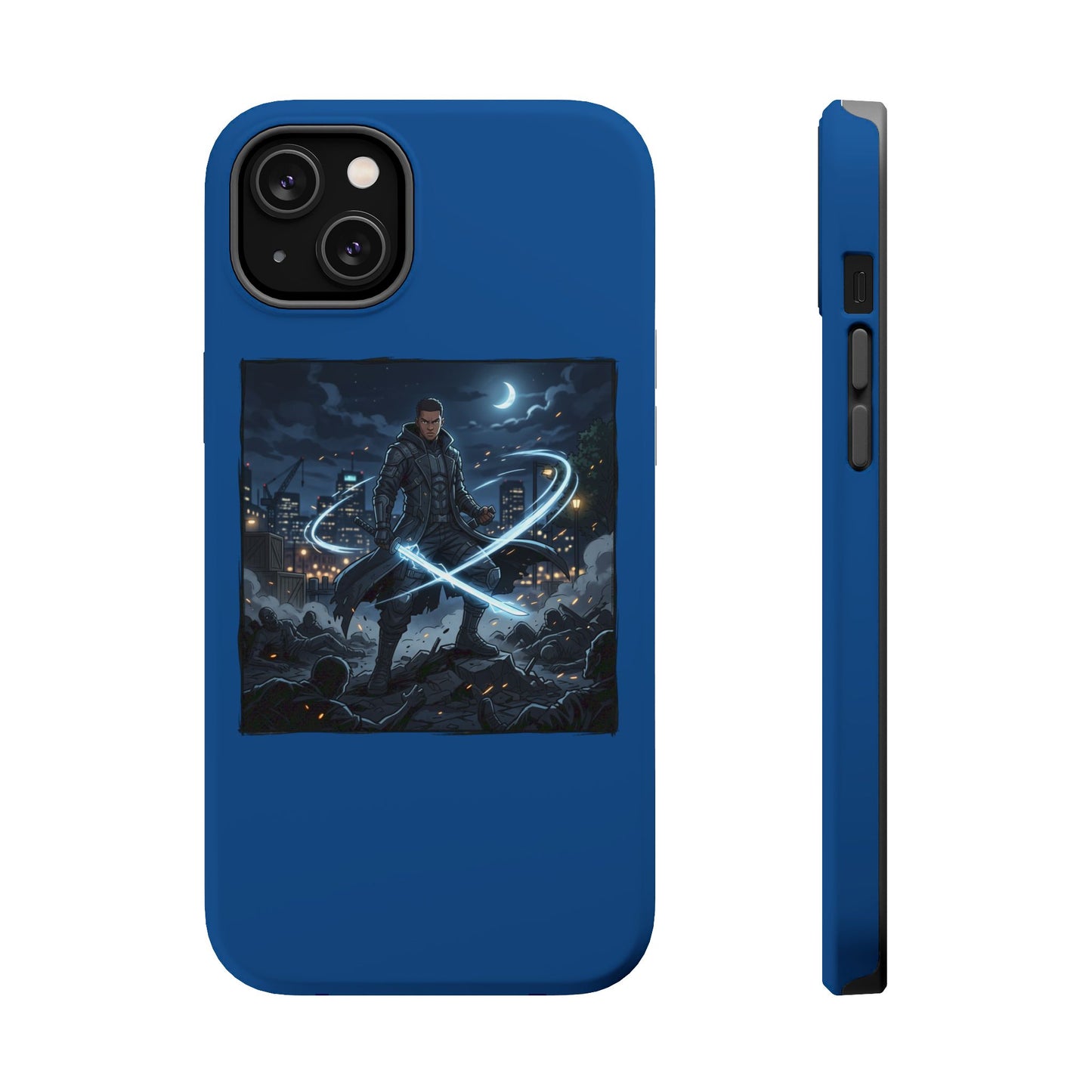 Magnetic Impact-Resistant Phone Case — Night Warrior Sci‑Fi Design