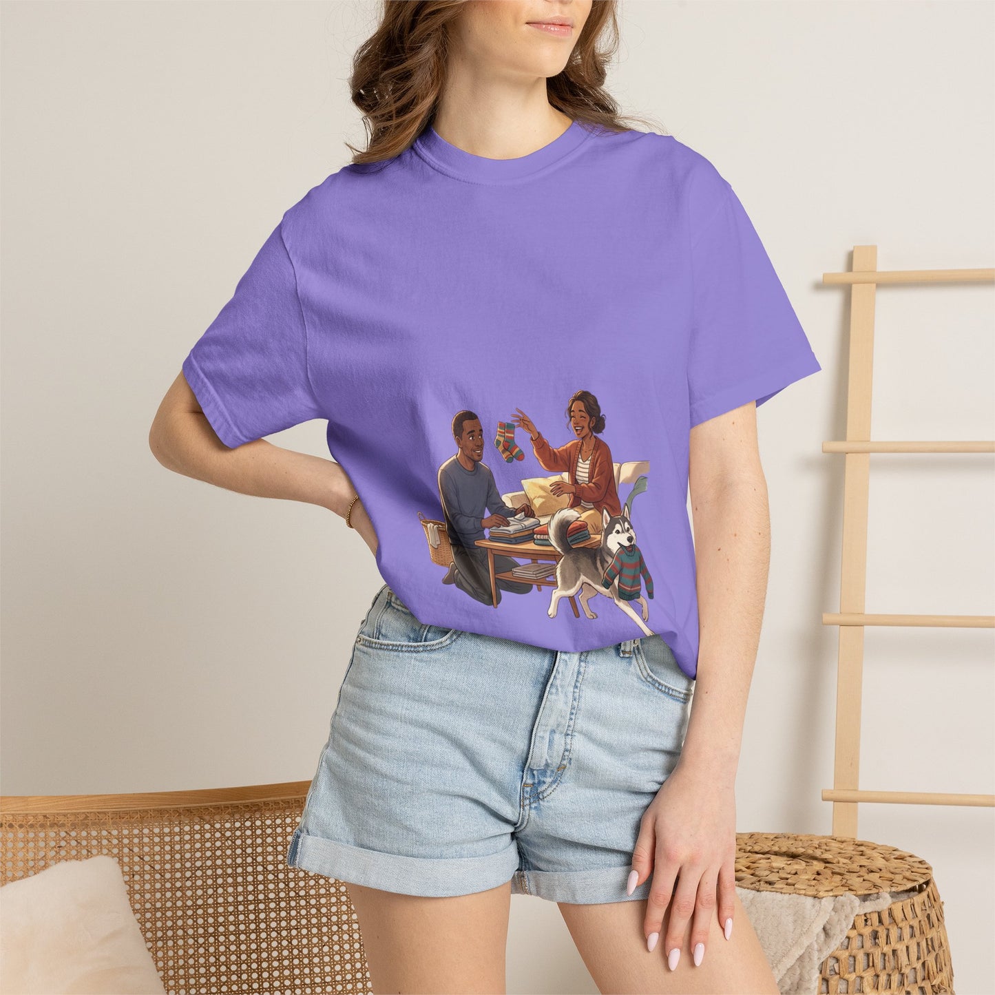 Picnic Cheers T-Shirt — Vintage Couple & Dog Illustration Tee