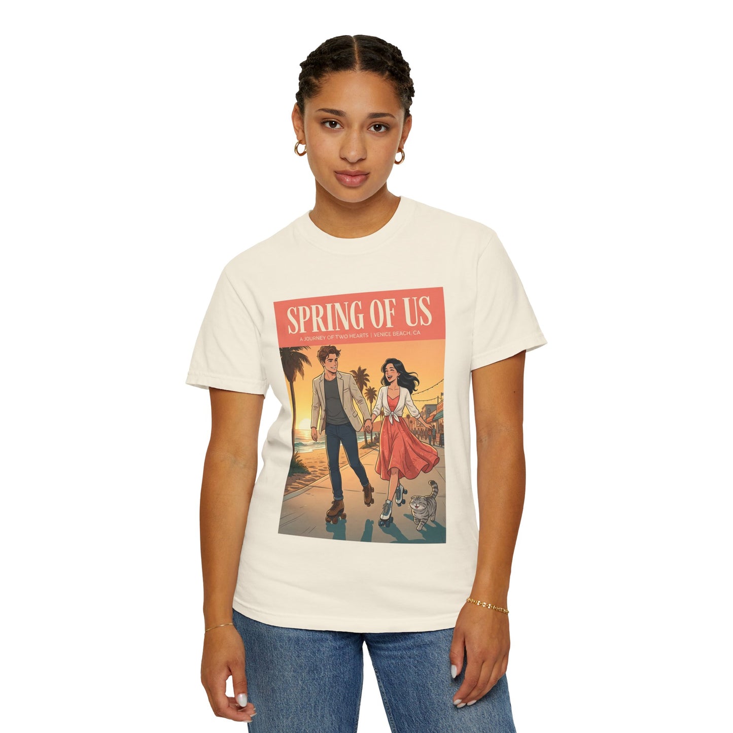 Spring of Us T-Shirt — Vintage Romantic Beach Couple Graphic Tee