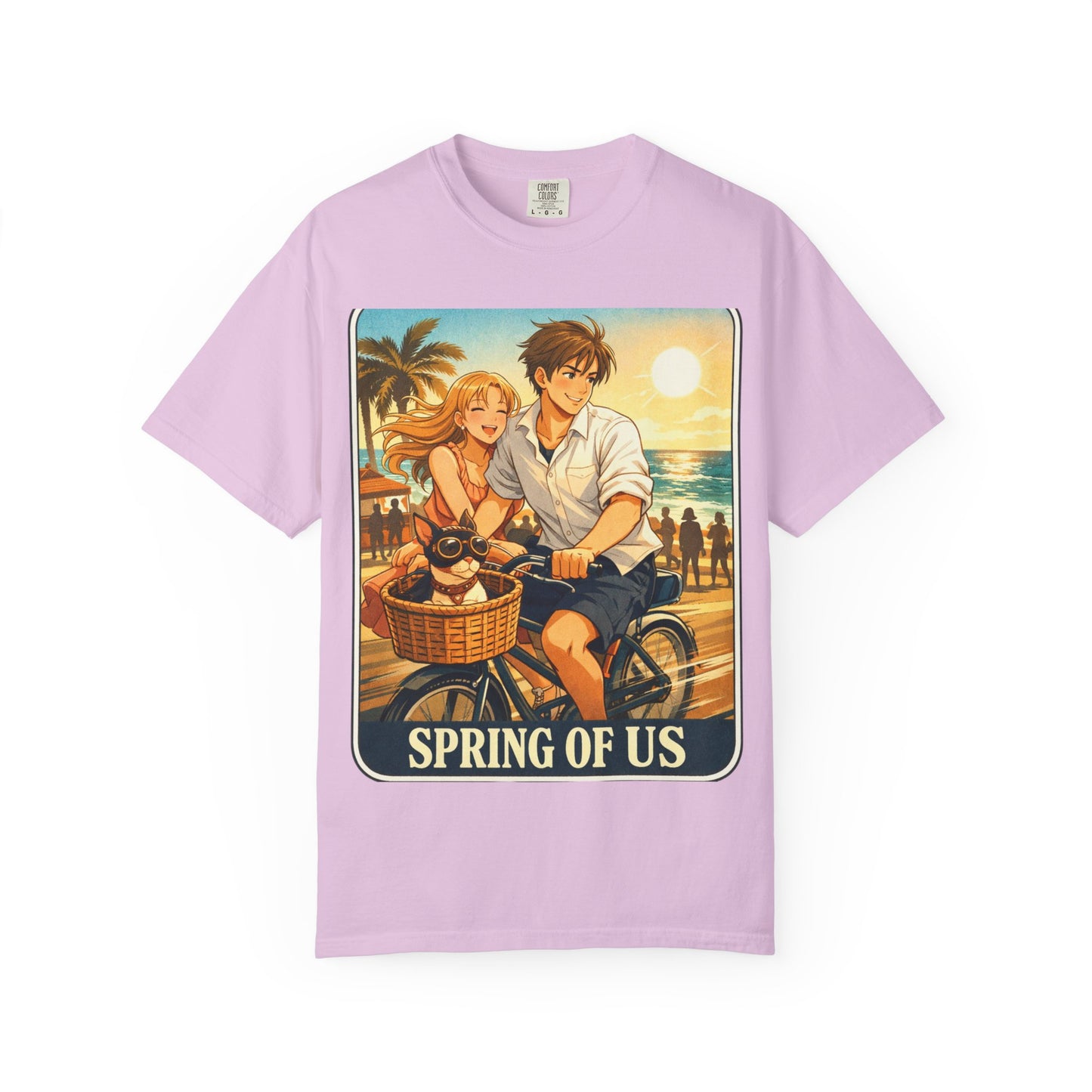 Spring of Us T-Shirt — Vintage Beach Couple Bicycle Design