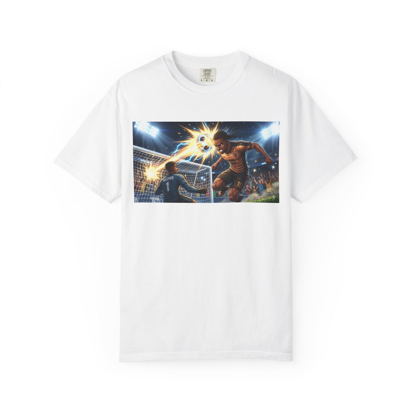 Soccer Goal Celebration T-Shirt — Action Football Scene Graphic Tee