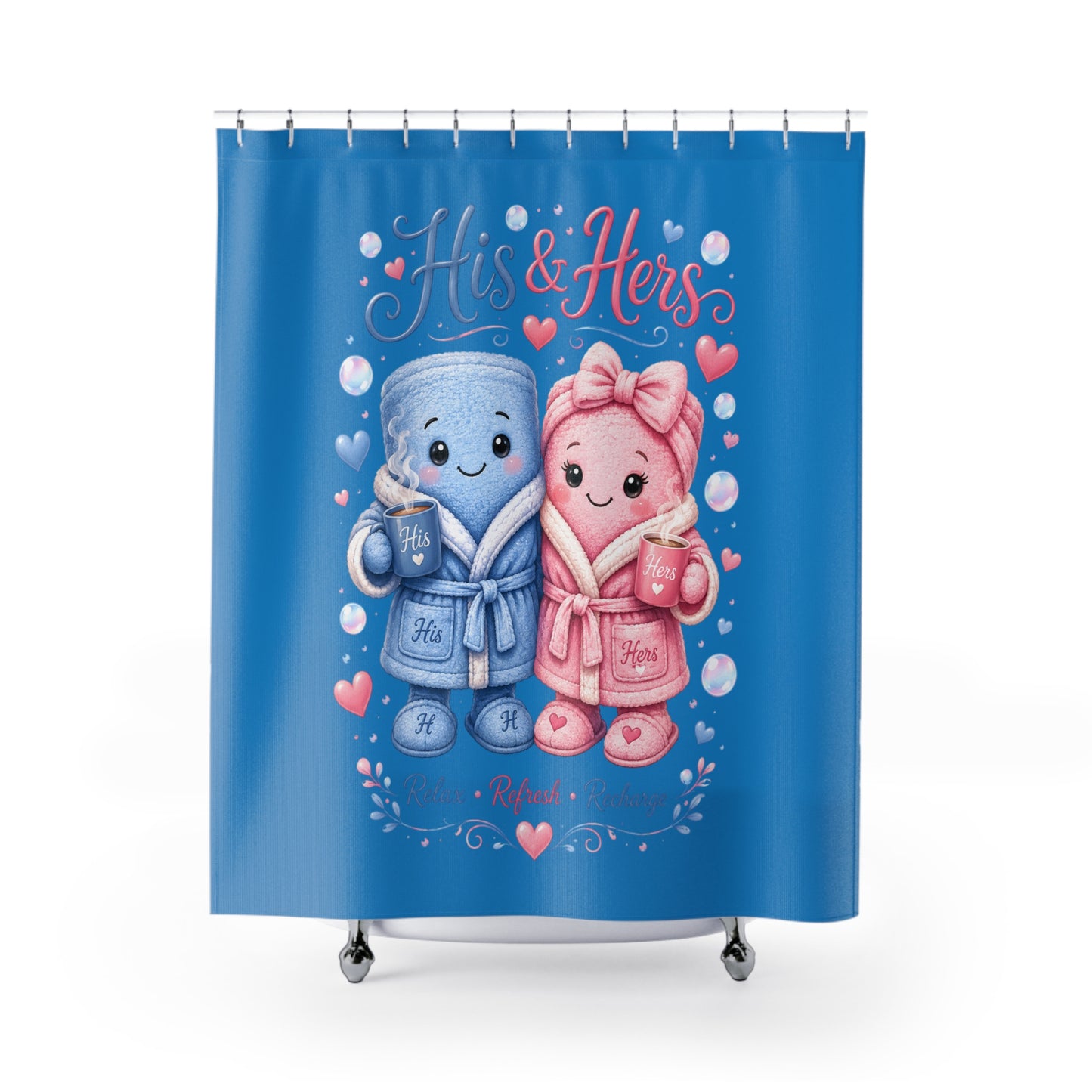 His Towel & Her Towel Shower Curtain — Romantic Couples Bathroom Decor