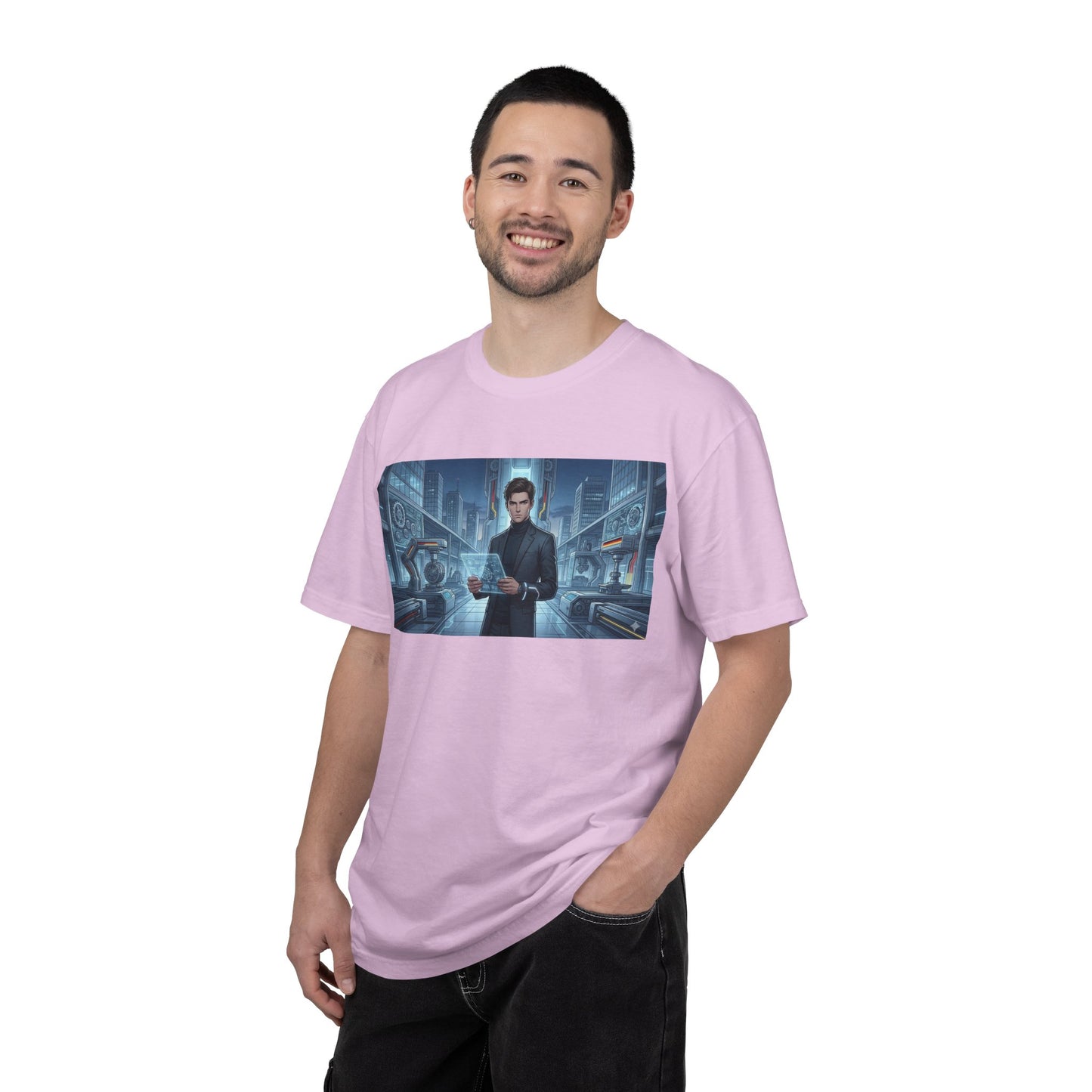 Cyberpunk Detective T-Shirt — Futuristic Noir Cityscape Graphic Tee