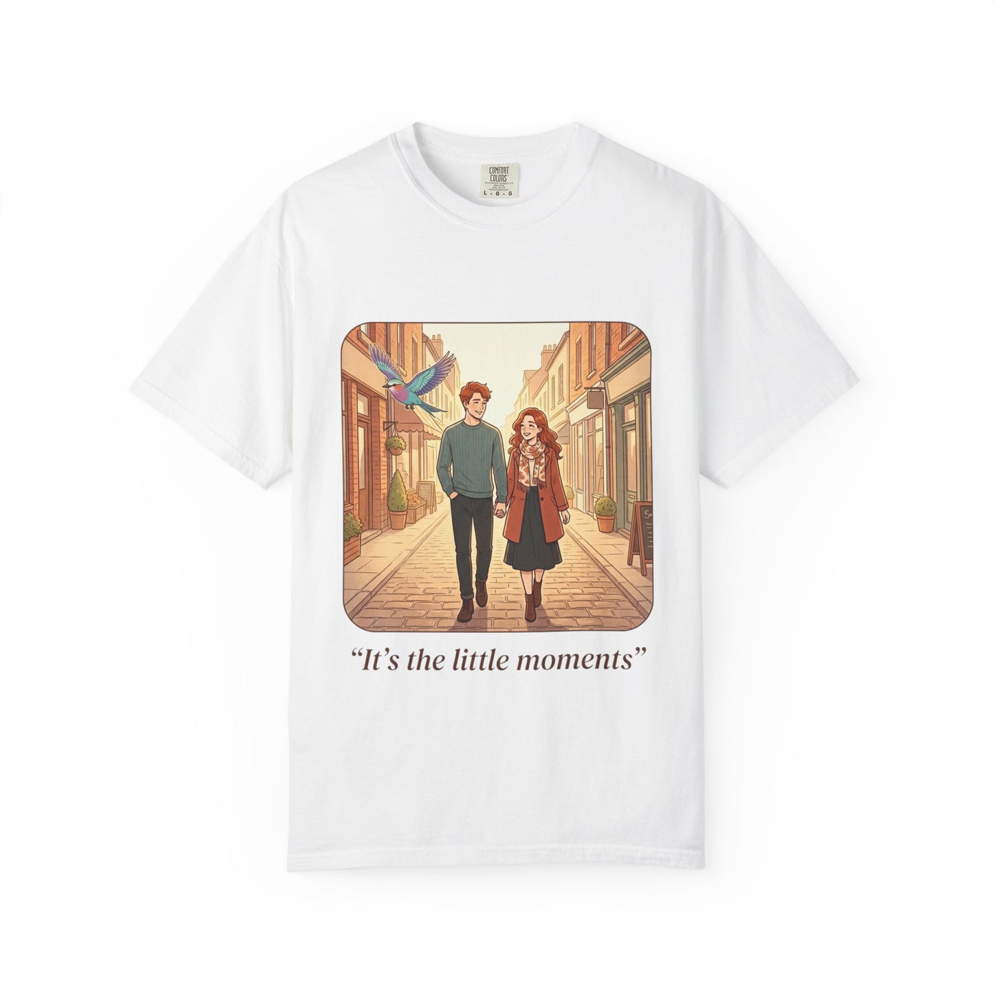 Romantic Stroll T-Shirt — “It’s the little moments” Couple Illustration Tee