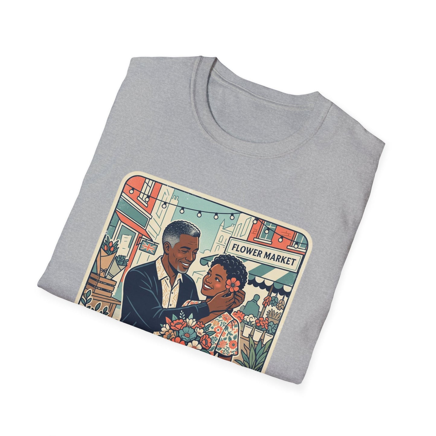 Flower Market Date — London T-Shirt — Retro Couple Floral Market Graphic Tee