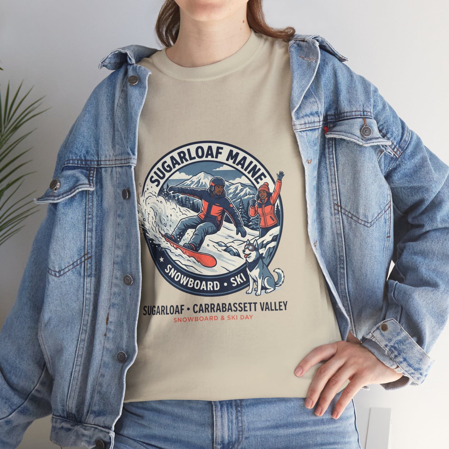 Sugarloaf Maine Snowboard & Ski T‑Shirt — Sugarloaf‑Carrabassett Valley Retro Graphic Tee