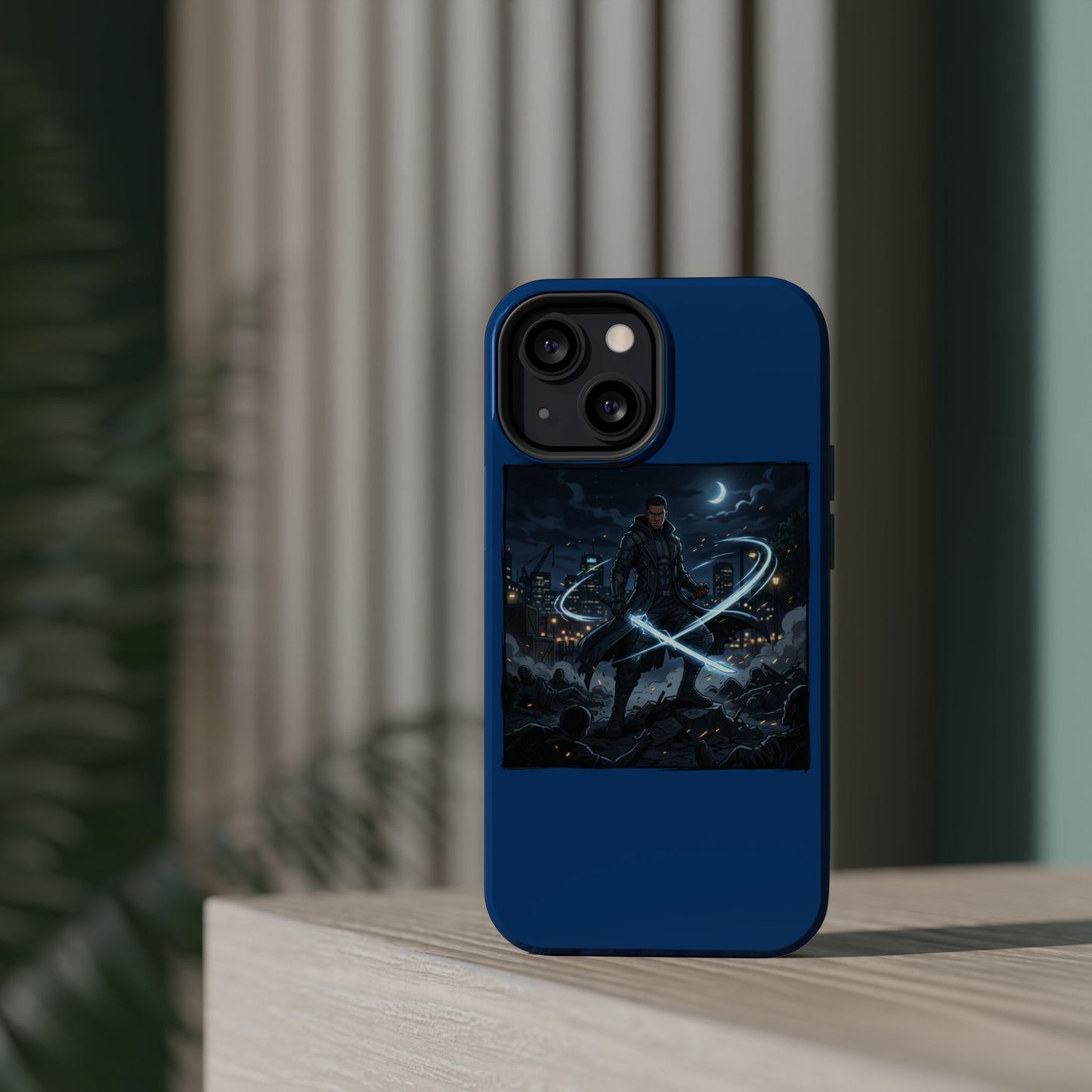 Magnetic Impact-Resistant Phone Case — Night Warrior Sci‑Fi Design
