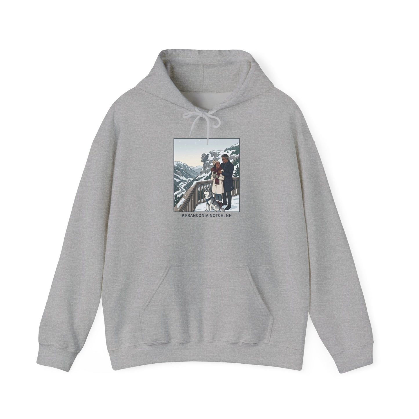 Winter Couple Photo Hoodie — Vintage Alps Travel Graphic Sweatshirt