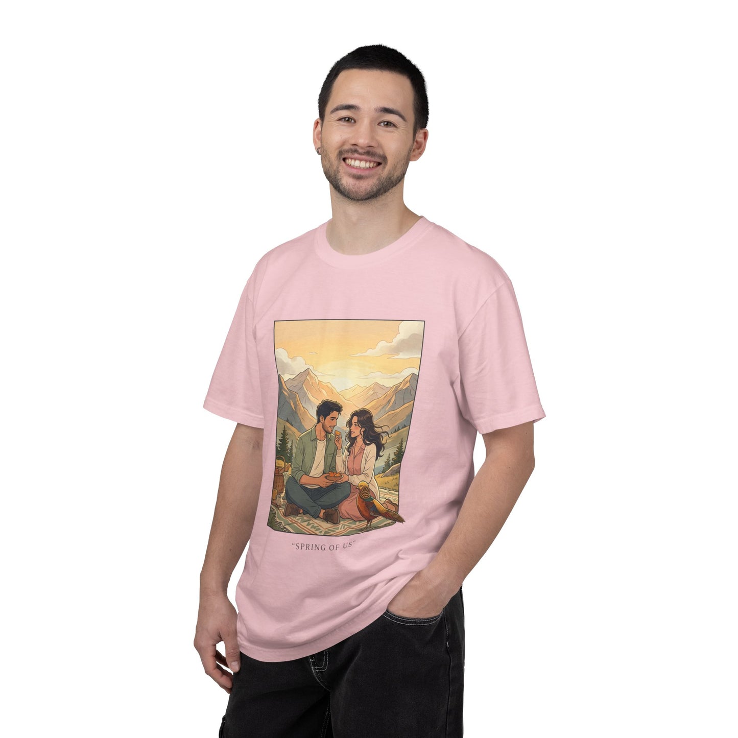 Couples Mountain Picnic T-Shirt — 'Opening Up' Scenic Graphic Tee