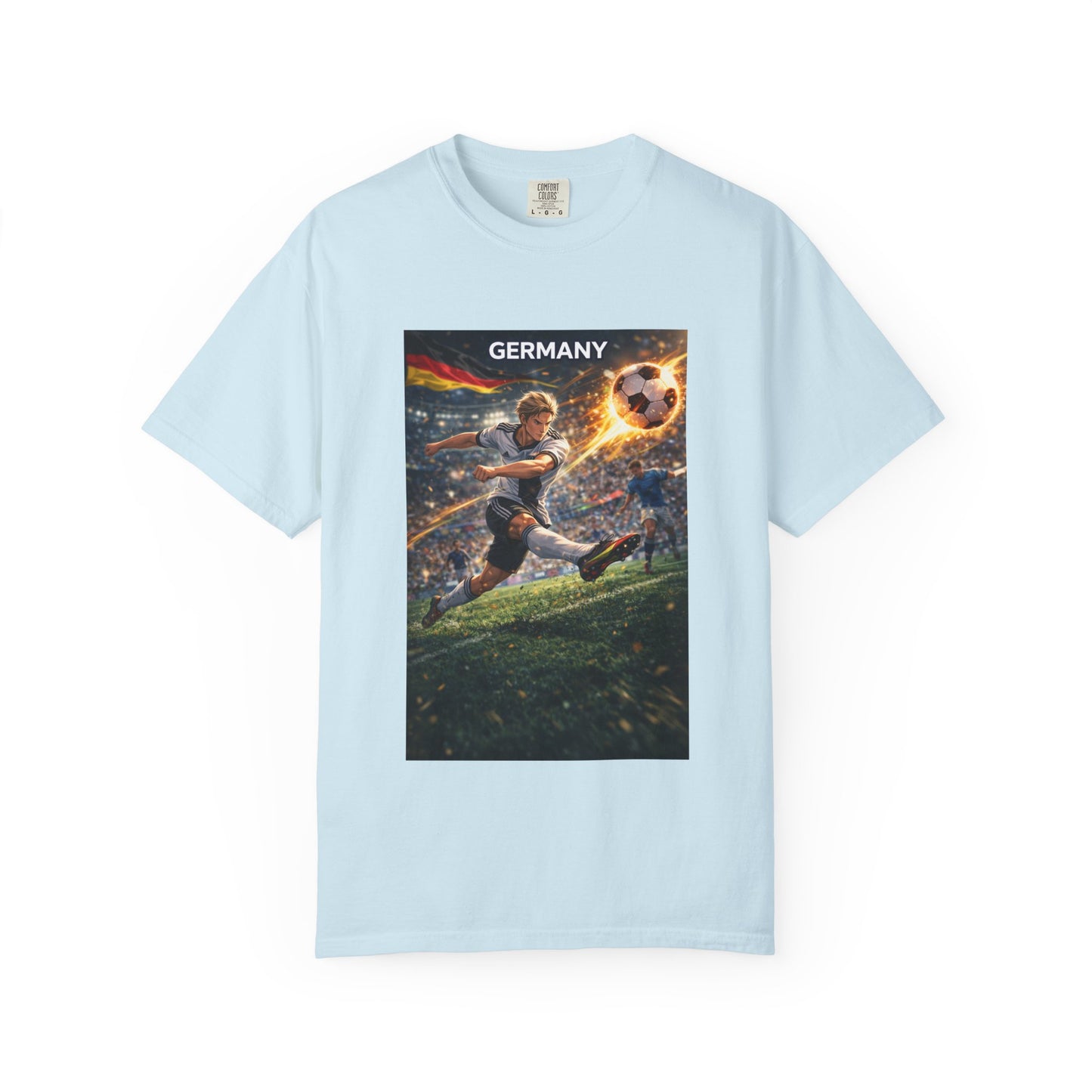 Germany Soccer Player Graphic T-Shirt — Retro Football Stadium Print
