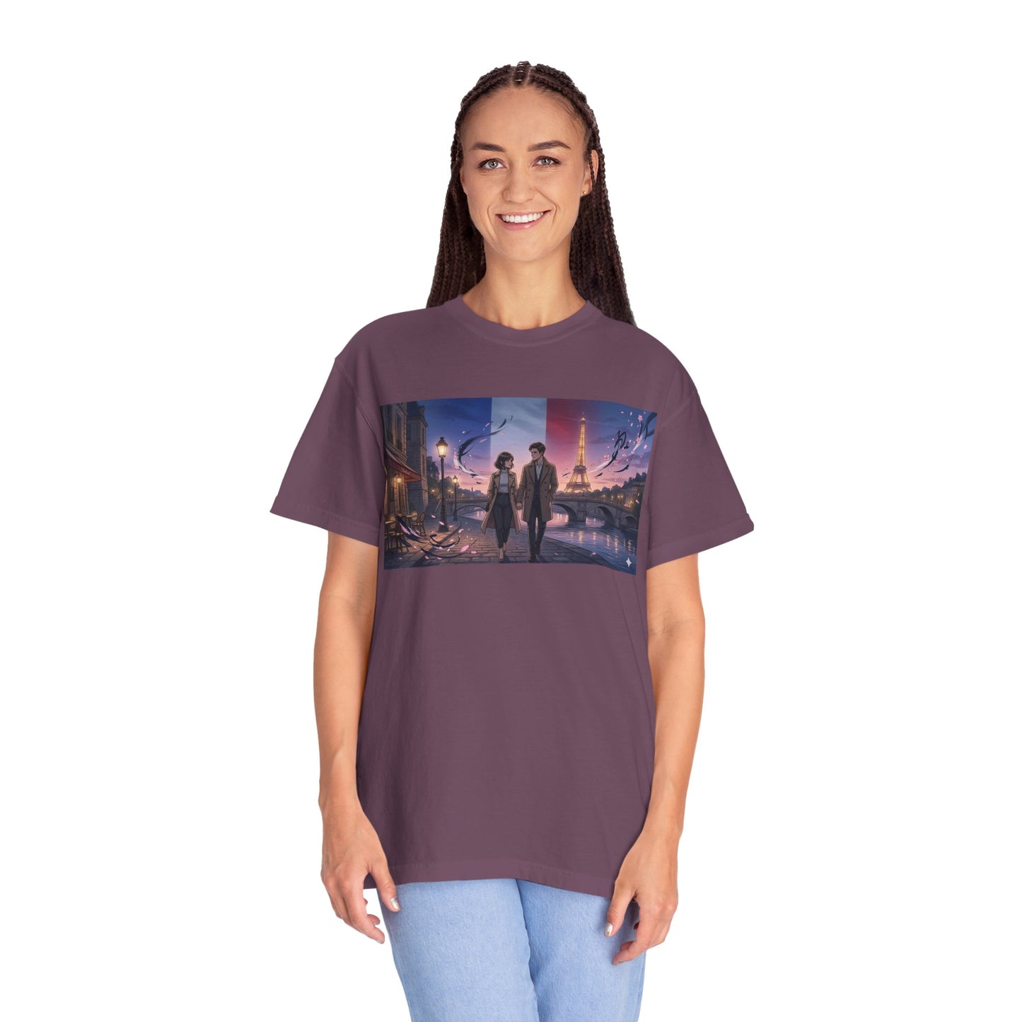 T-Shirt — Romantic City Night Stroll Illustration