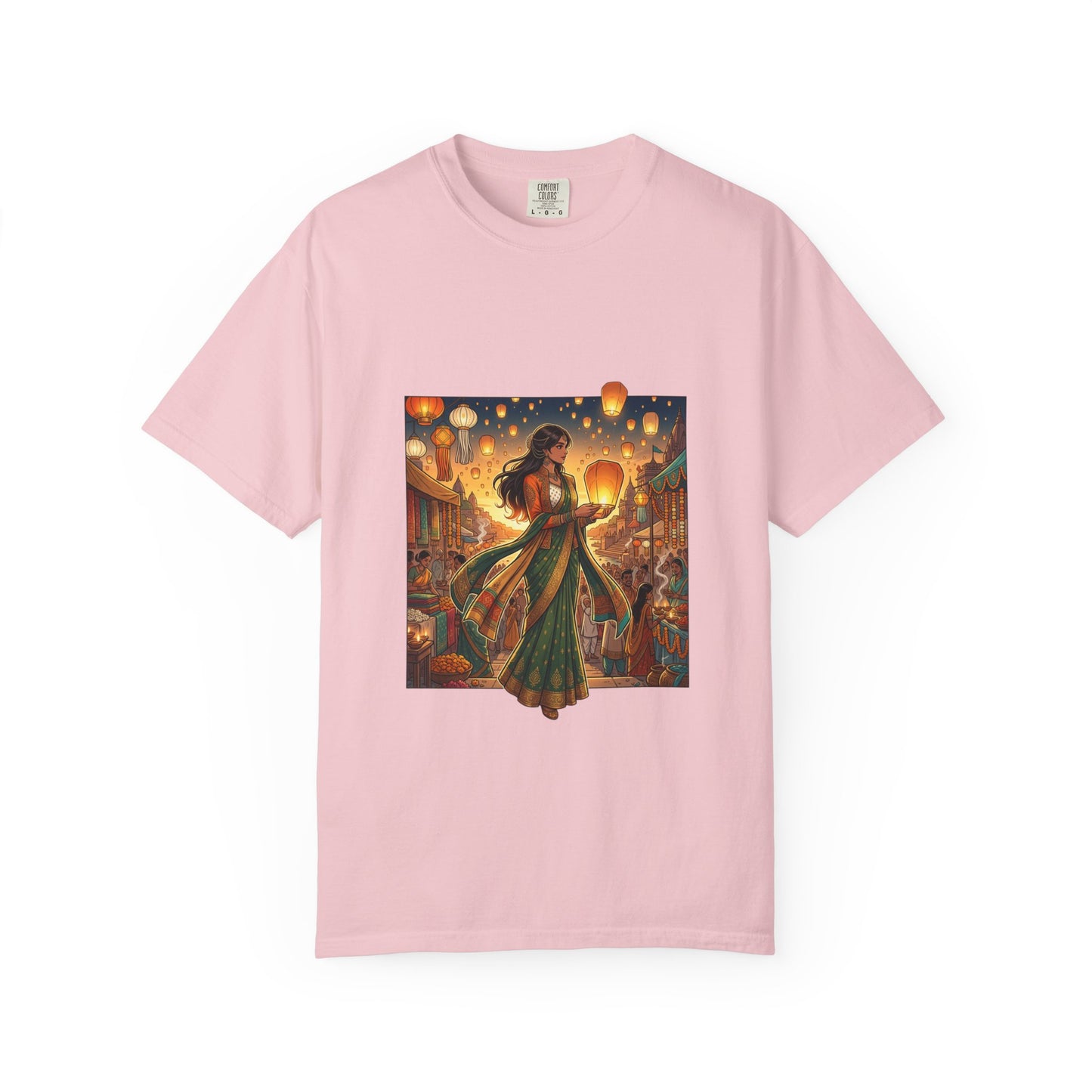 Diwali Lantern Festival T-Shirt — Indian Dancer with Floating Sky Lanterns