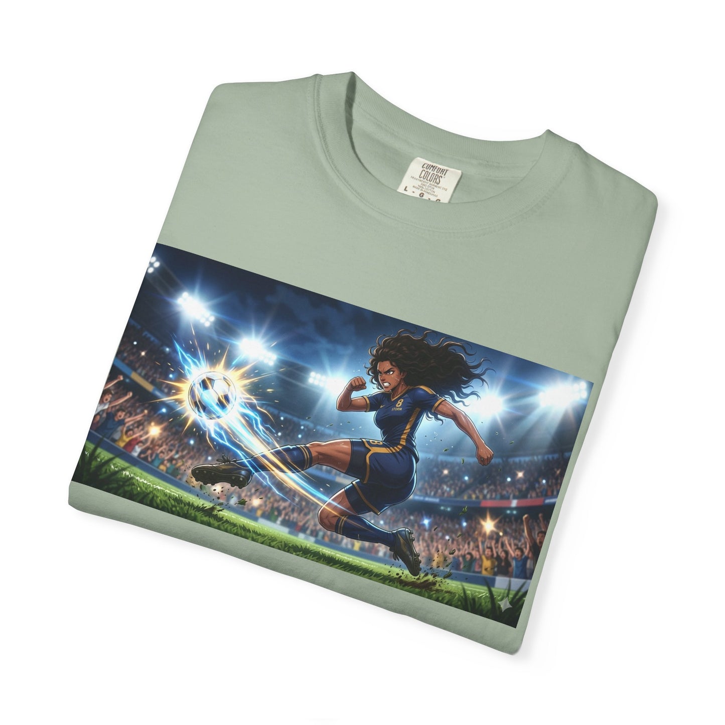 Soccer Kick Graphic T-Shirt — Energetic Stadium Football Design