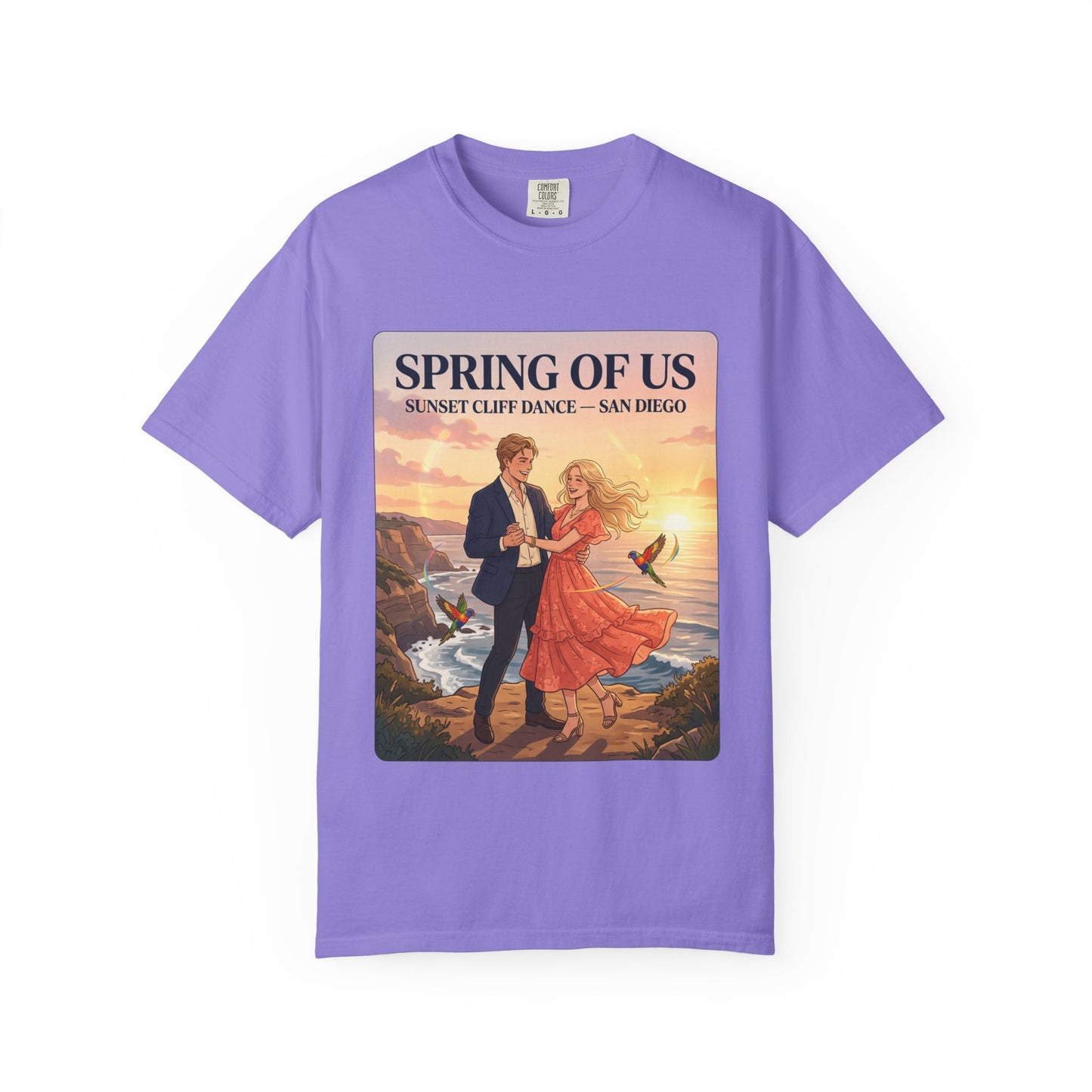 Spring of Us T‑Shirt — Sunset Cliff Dance San Diego Vintage Romance Tee