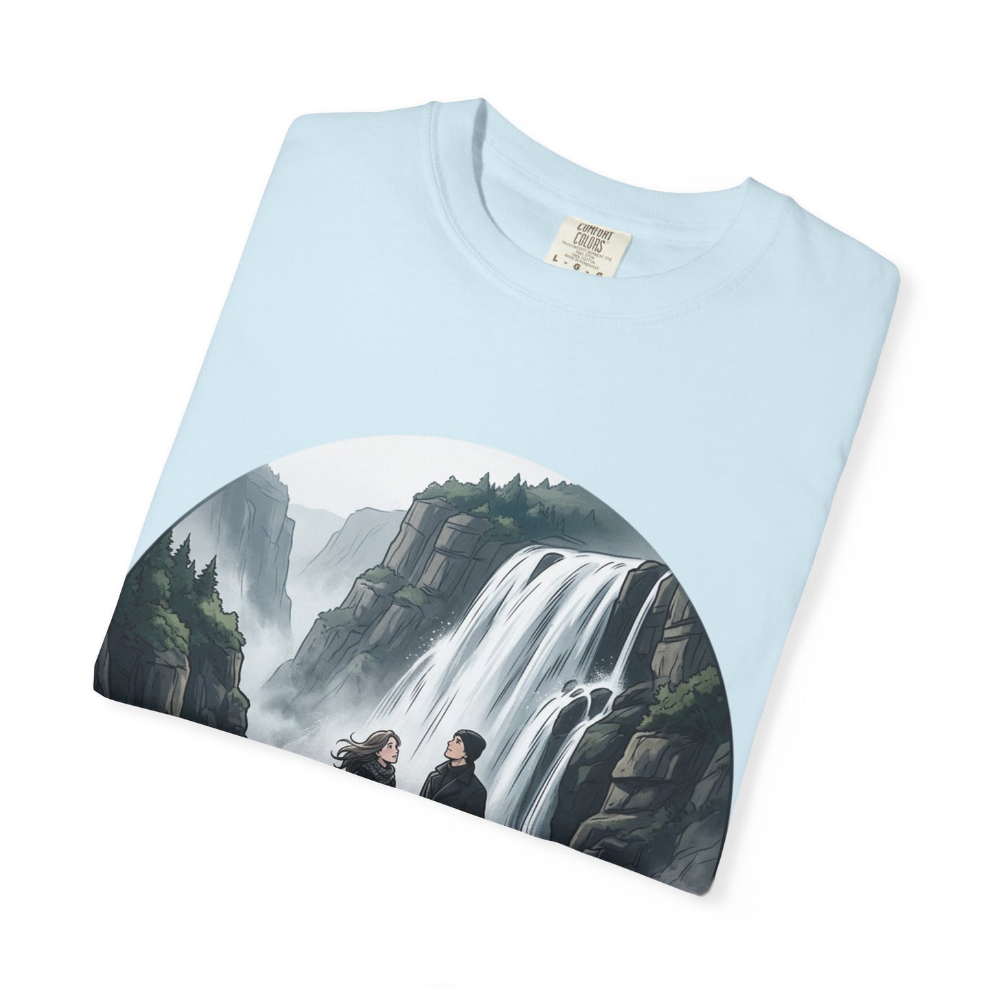 Explore More T-Shirt — Adventure Graphic Tee with Waterfall Scene