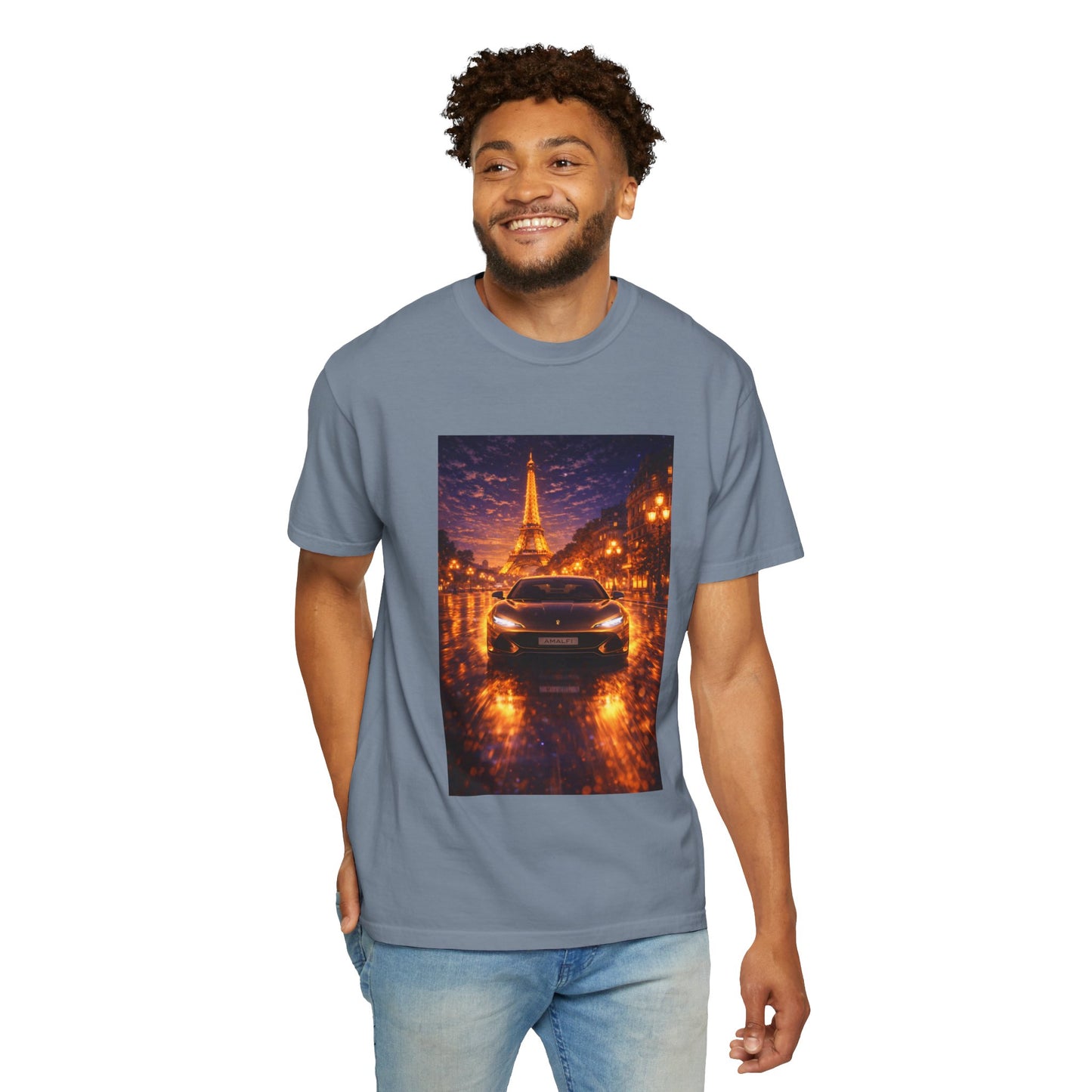 Paris Night Drive T-Shirt — Eiffel Tower Car Scene