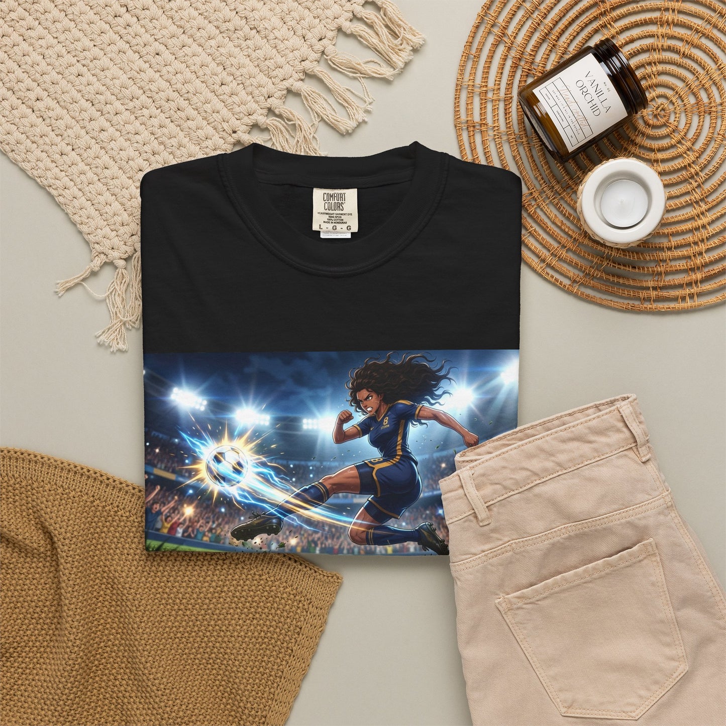 Soccer Kick Graphic T-Shirt — Energetic Stadium Football Design