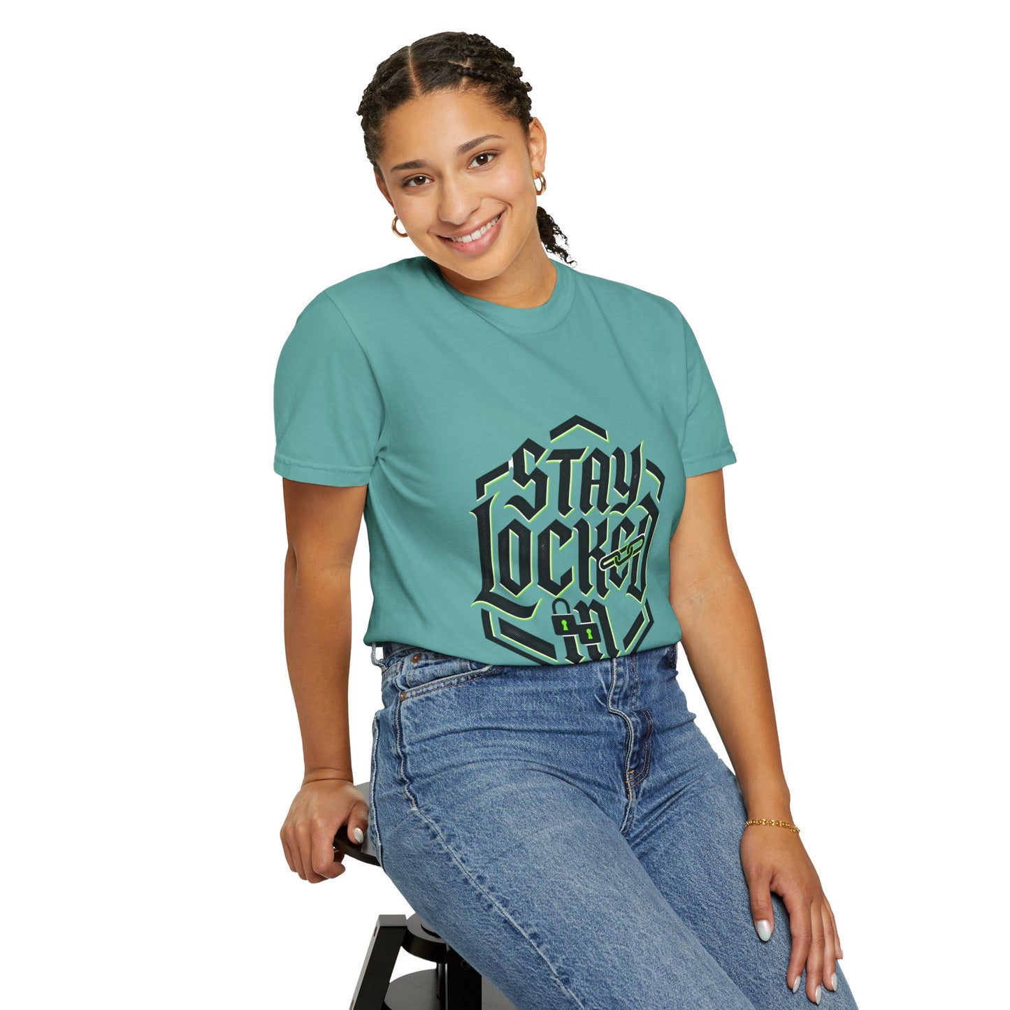Stay Locked In T-Shirt — Bold Gothic Logo Tee