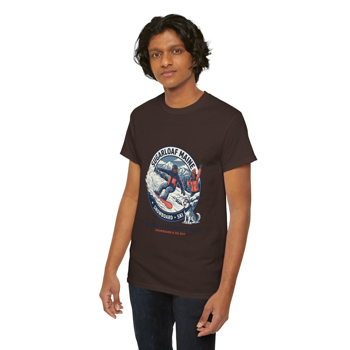 Sugarloaf Maine Snowboard & Ski T‑Shirt — Sugarloaf‑Carrabassett Valley Retro Graphic Tee