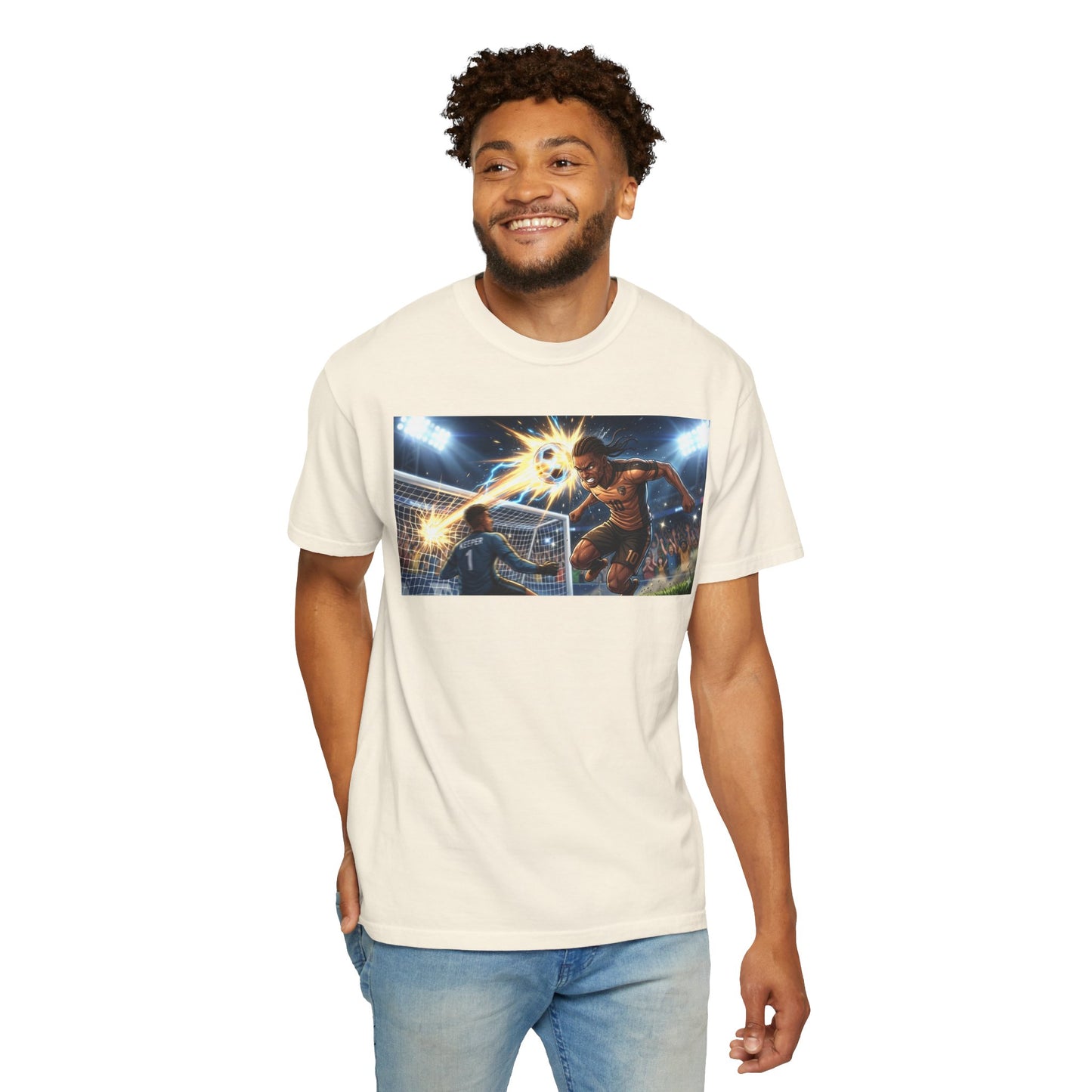 Soccer Goal Explosion T-Shirt — Action-Packed Football Graphic Tee
