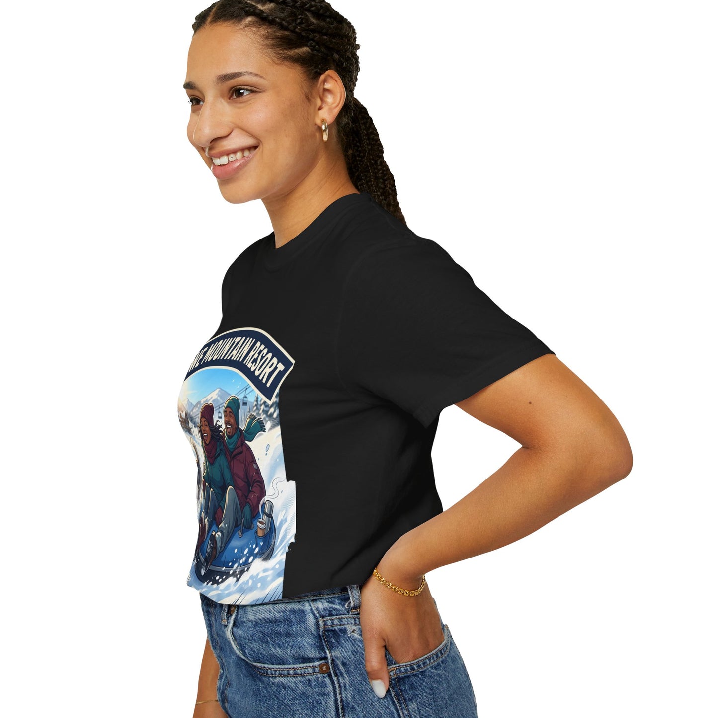 Stowe Mountain Resort Snow Tubing T-Shirt — "Vermont Joy" Winter Apparel