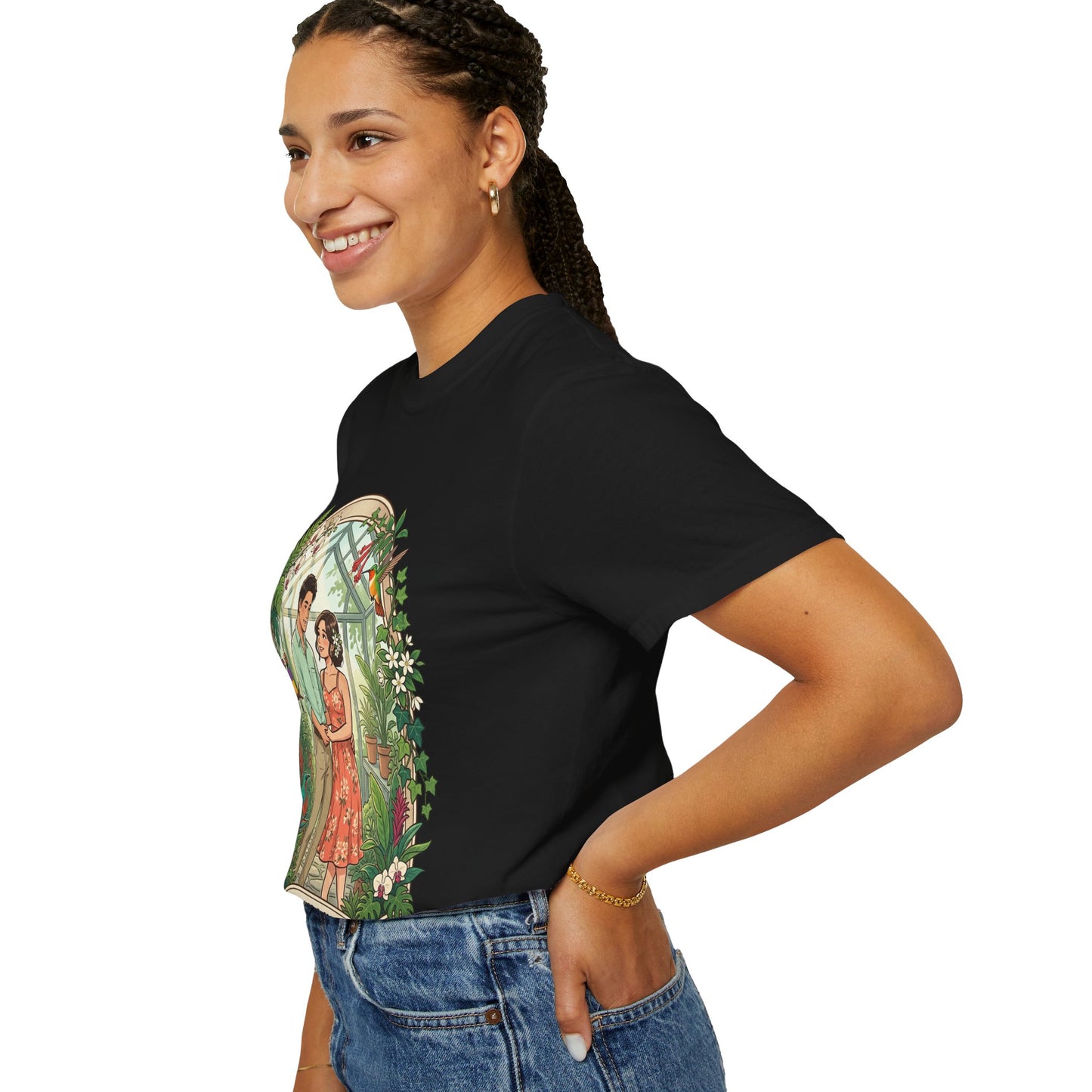 Romantic Greenhouse Couples T-Shirt — “Love Grows Where We Nurture It”